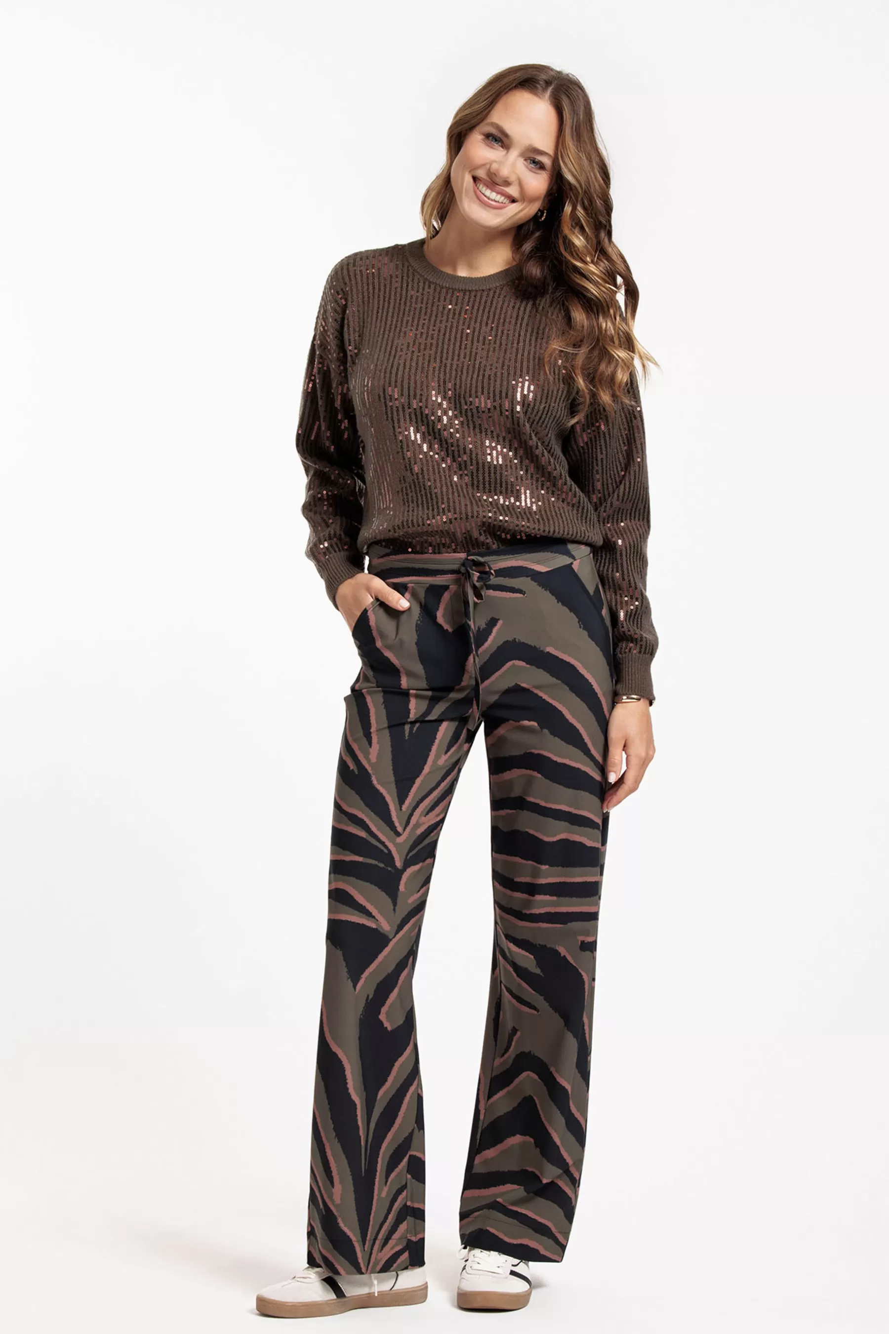 Studio Anneloes Broeken<Abigail zebra trousers - black/new army