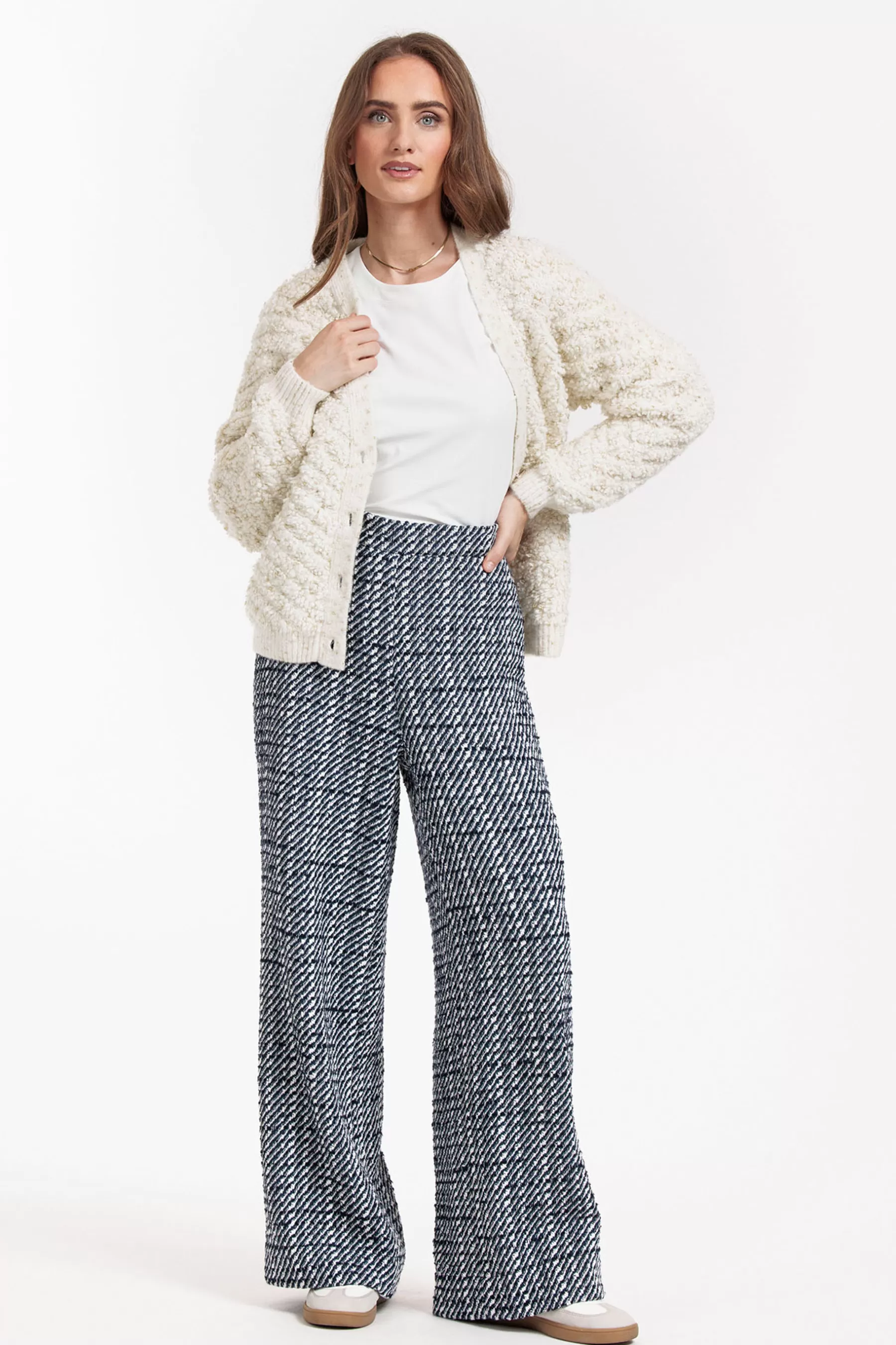 Studio Anneloes Broeken<Alex tweed trousers - dblue/kit