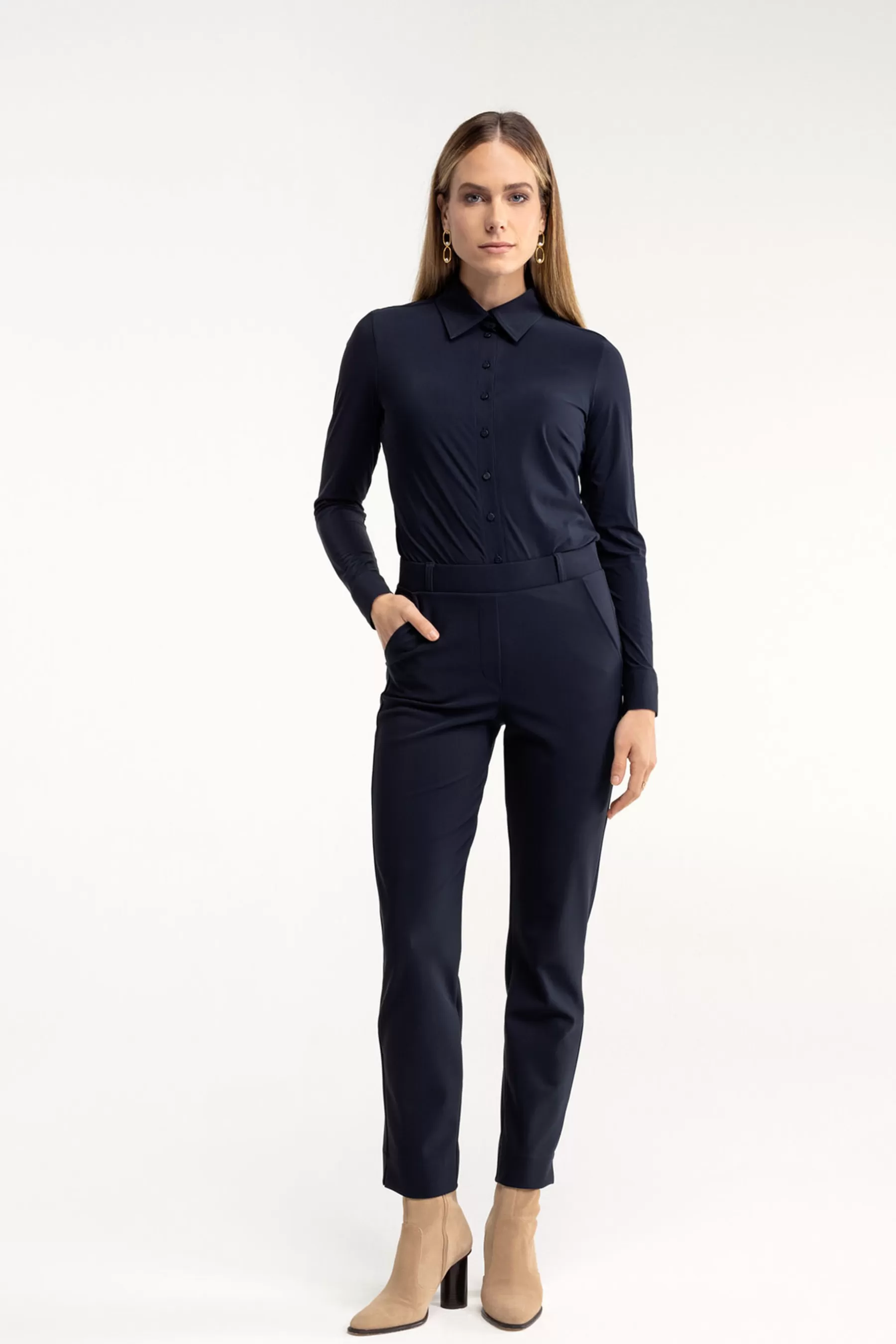 Studio Anneloes Broeken | Essentials<Anne bonded trousers - dark blue