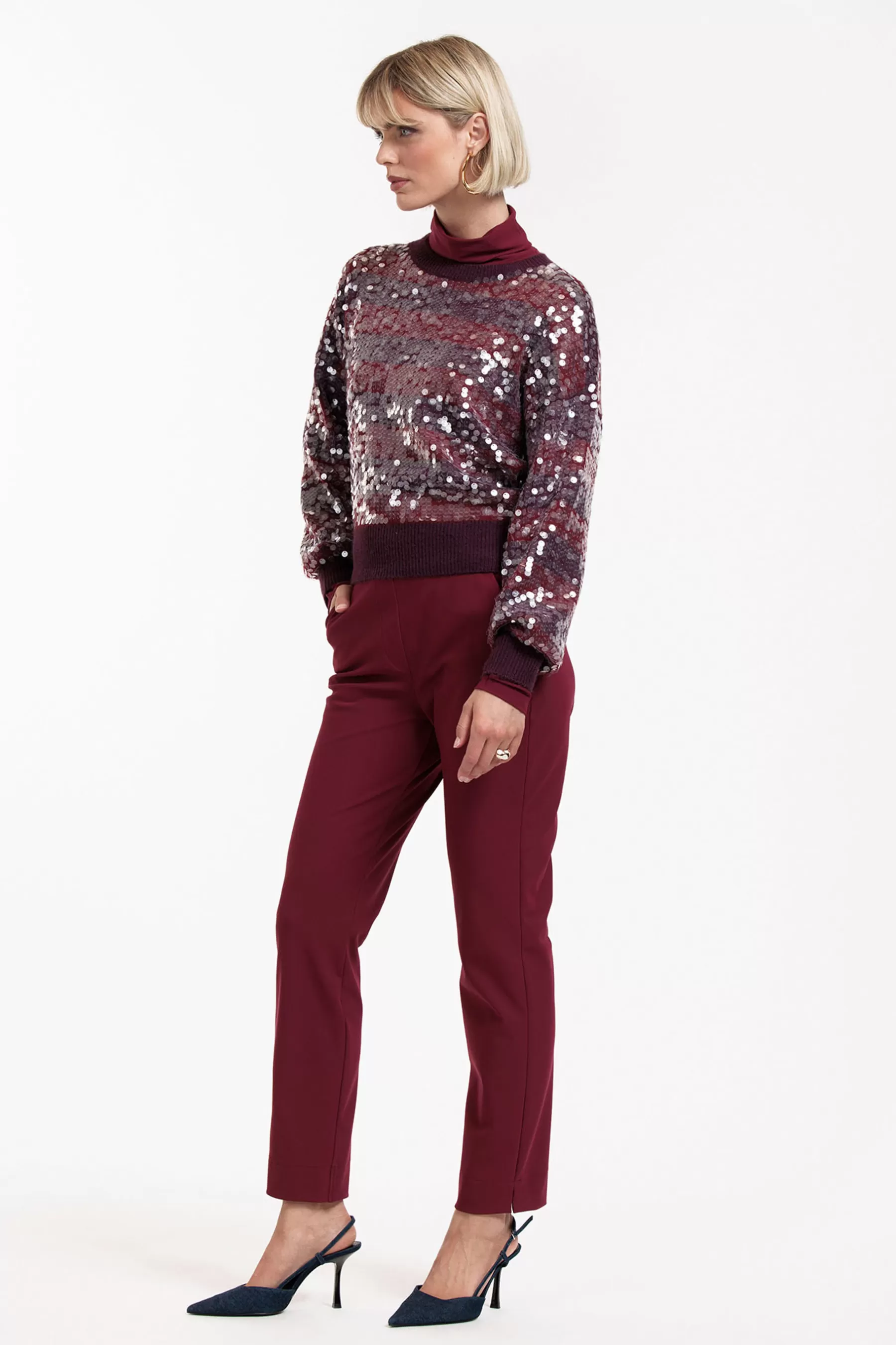 Studio Anneloes Broeken<Anne bonded trousers - merlot