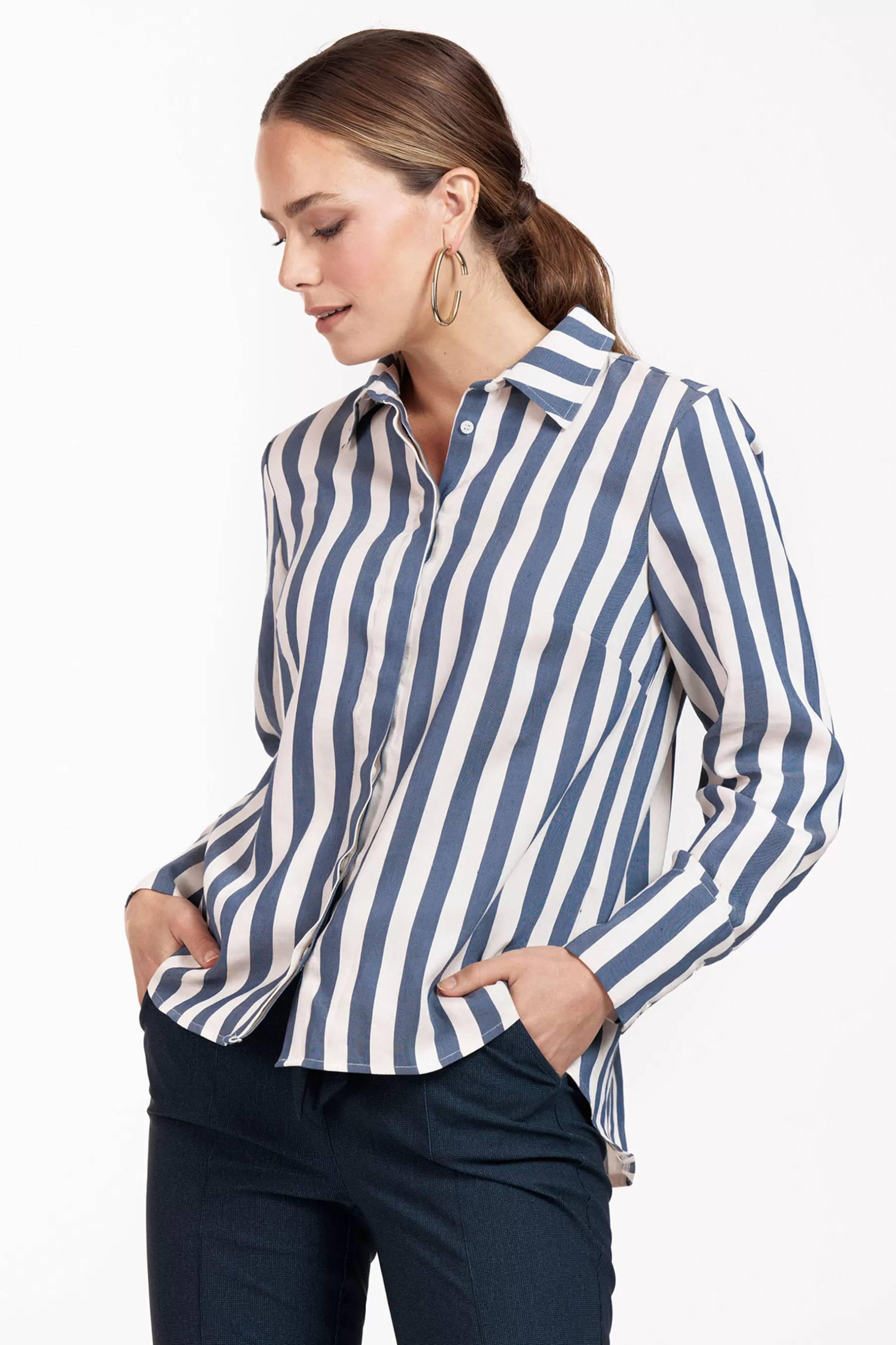 Studio Anneloes Blouses<Birdy stripe blouse - kit/denim blue