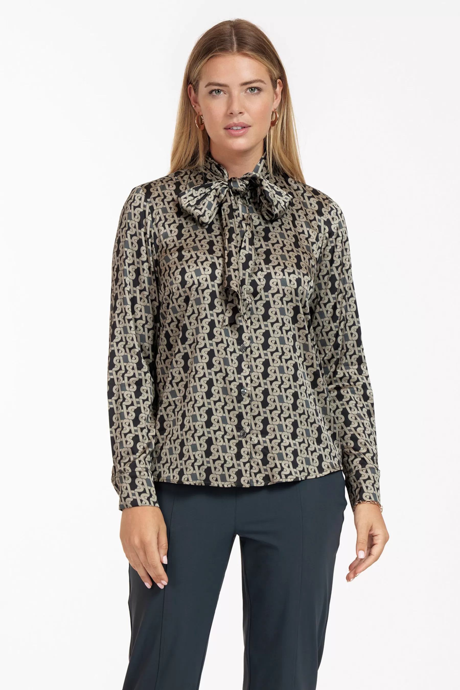 Studio Anneloes Blouses<Bobby bow signature blouse - latte/black