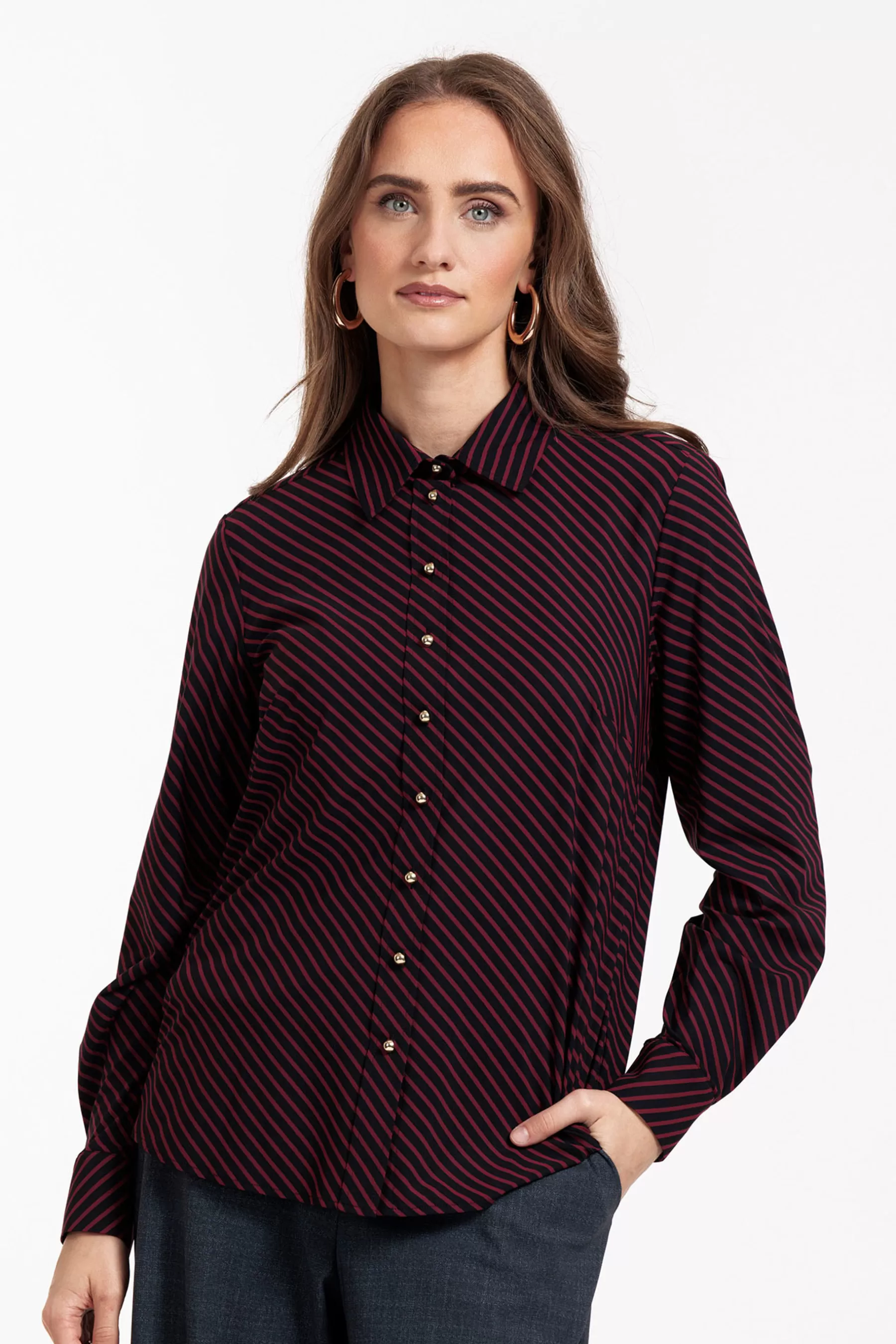 Studio Anneloes Blouses<Bobby fancy stripe blouse - merlot/dark blue