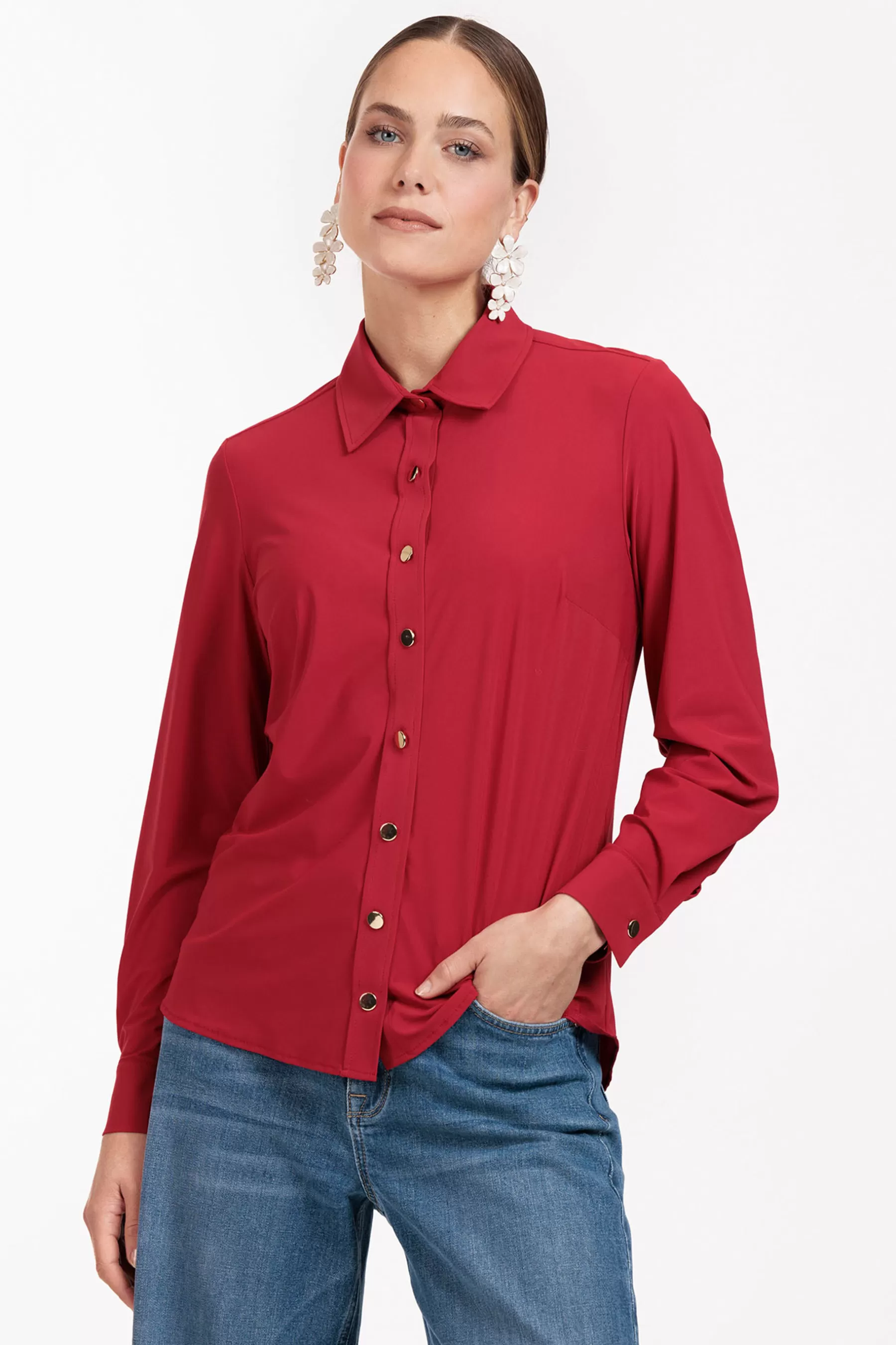 Studio Anneloes Blouses<Bobby gold button blouse - dark red