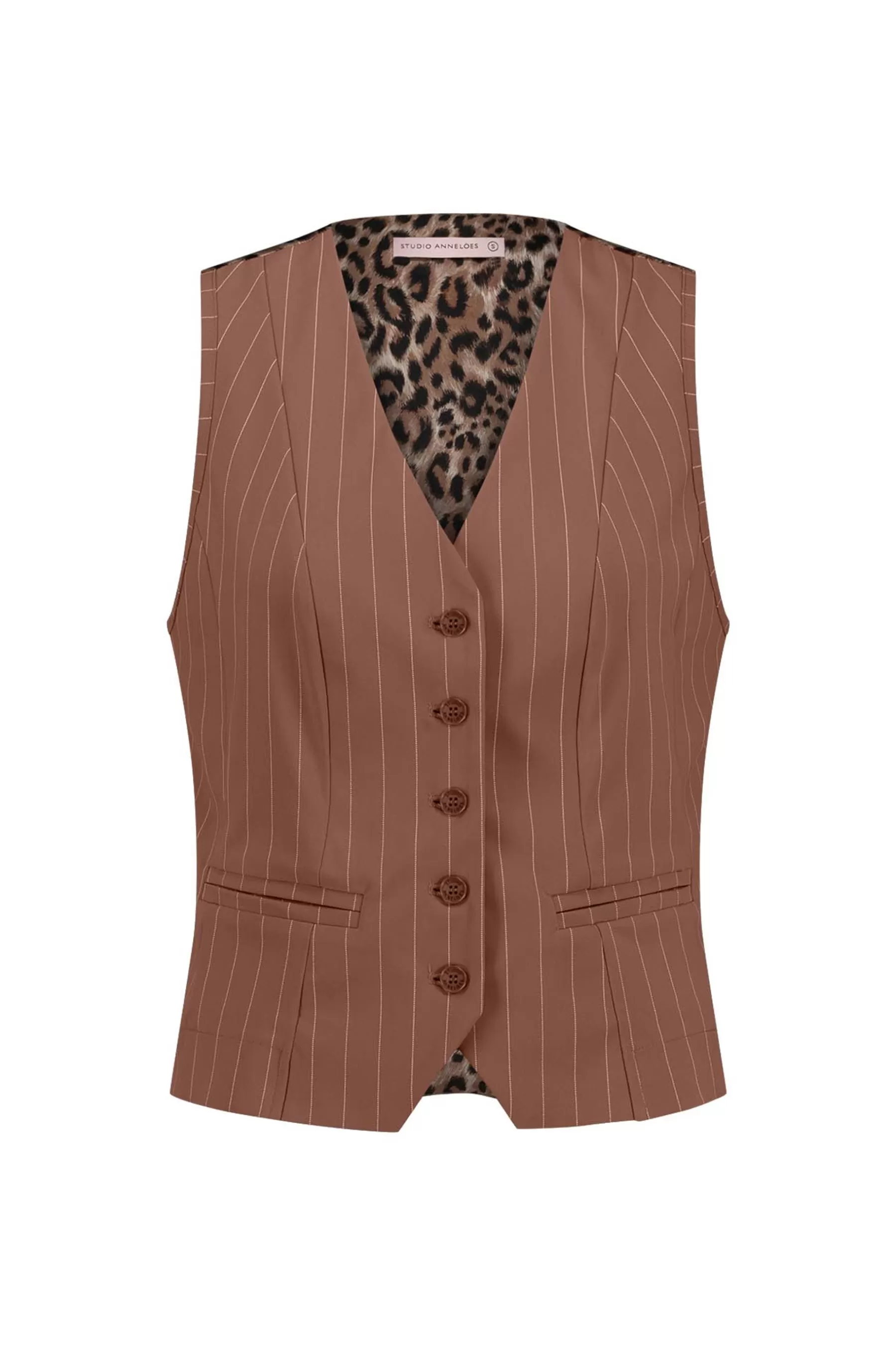 Studio Anneloes Blazers & Jasjes<Bruno pinstripe gilet - chocolate/kit