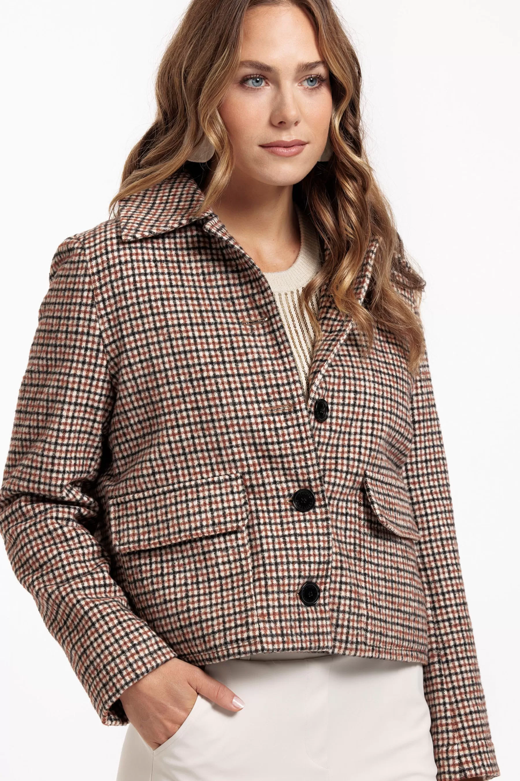 Studio Anneloes Blazers & Jasjes | Jassen<Caddy brushed check coat - chocolate/black