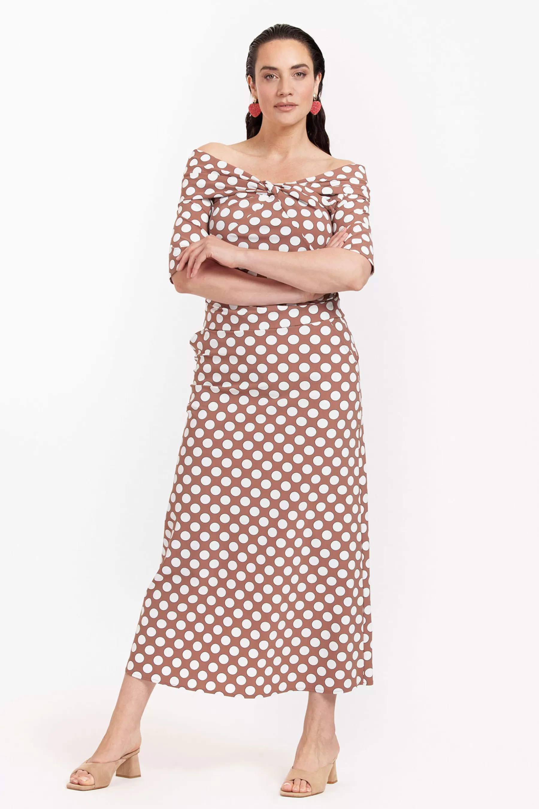 Studio Anneloes Jurken & Rokken<Cloe dot skirt - chocolate/off white