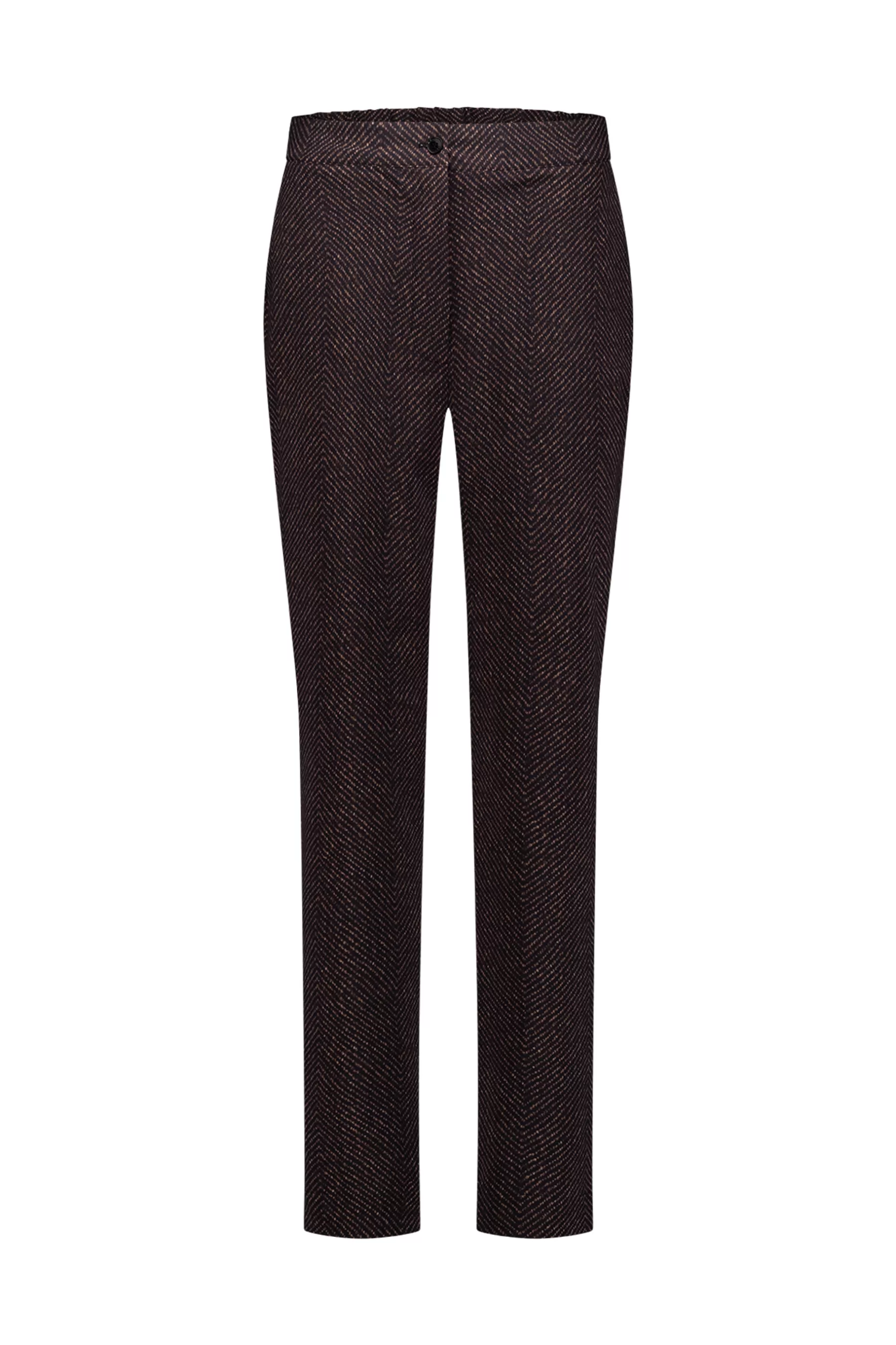 Studio Anneloes Broeken<Collins herringbone trousers - black/espresso