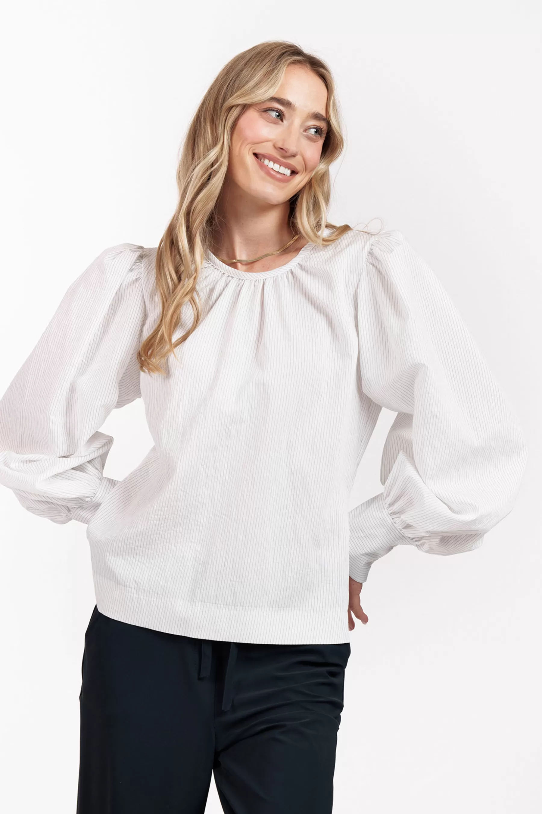 Studio Anneloes Blouses<Dori pinstripe blouse - off white/black