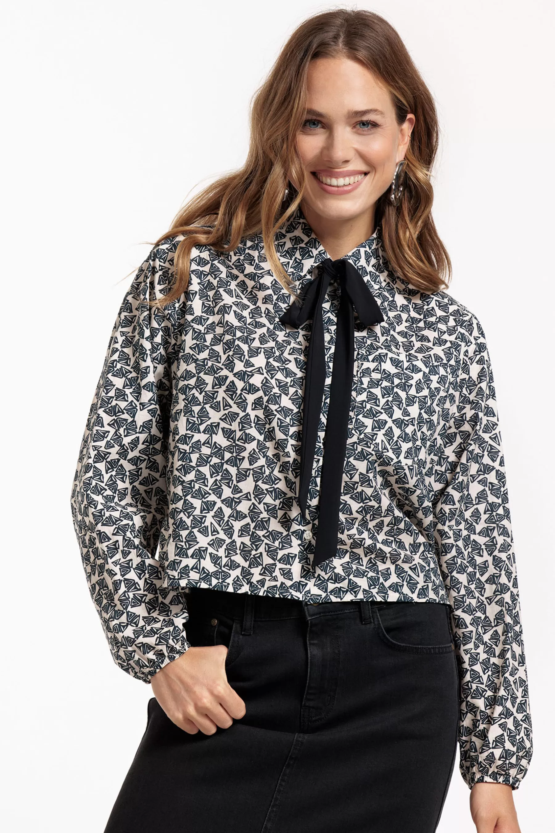 Studio Anneloes Blouses<Dottie poplin triangle blouse - kit/black