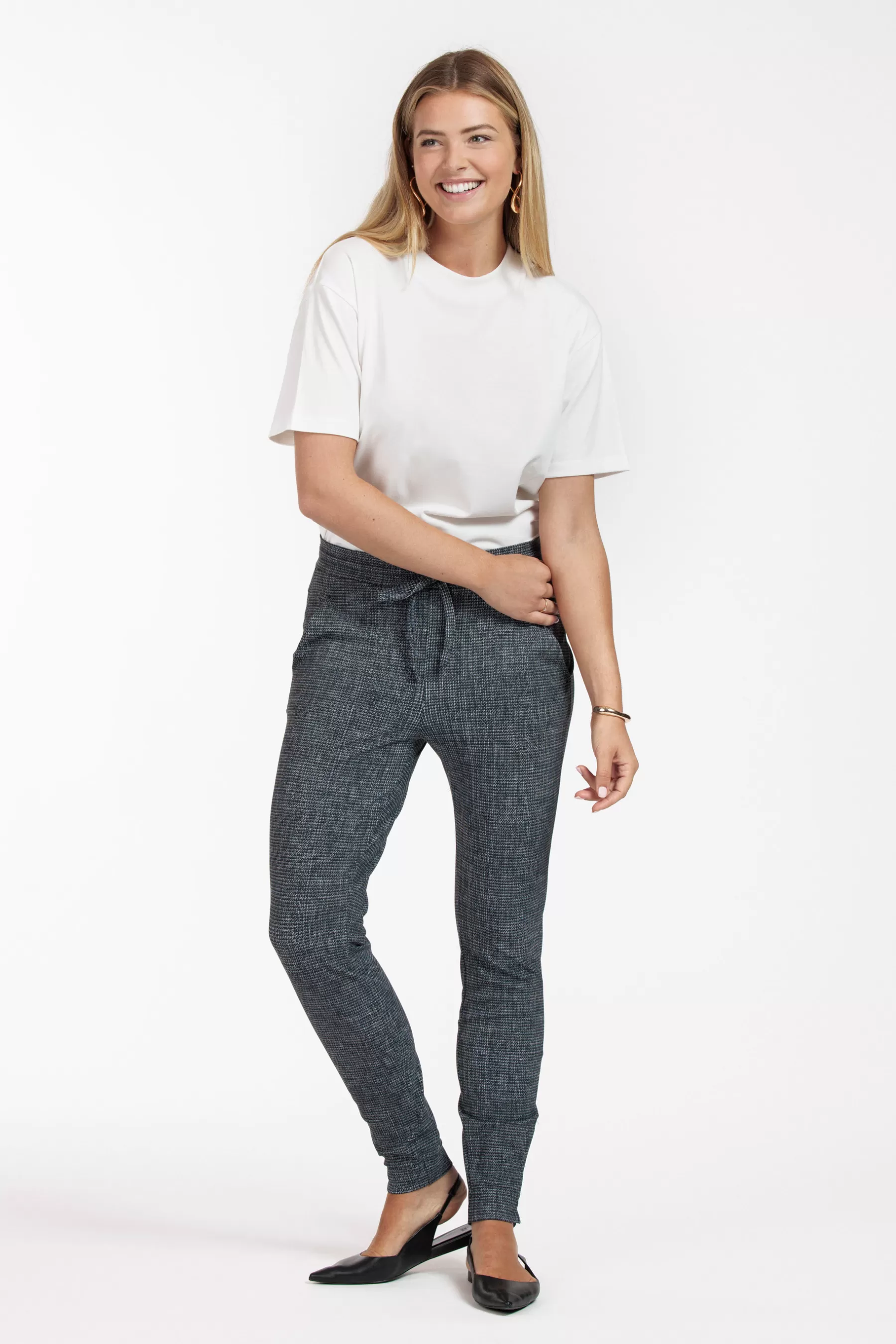 Studio Anneloes Broeken<Downstairs bnd tweed trousers - black/off white