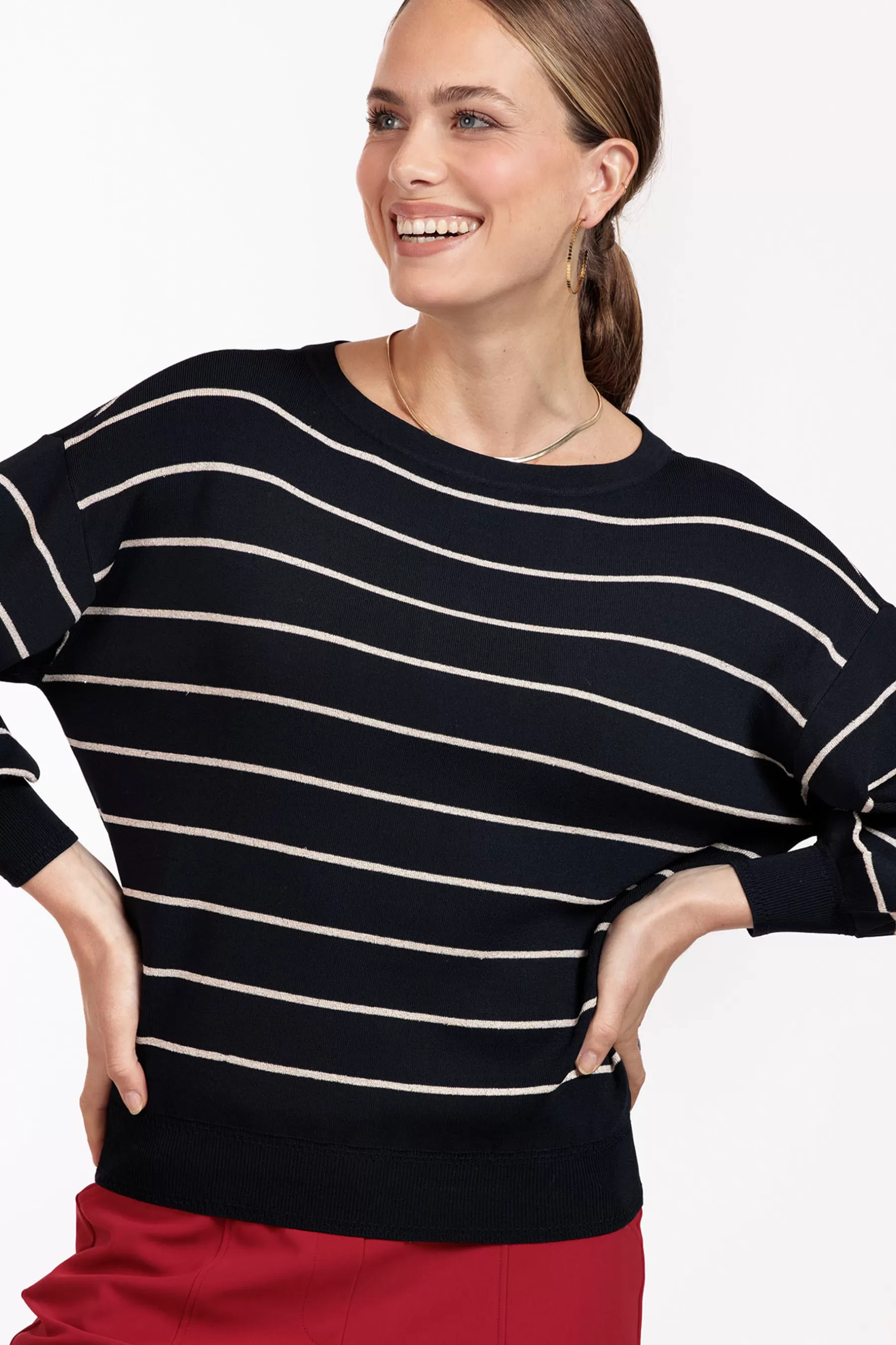 Studio Anneloes Truien & Vesten<Farah stripe lurex pullover - dblue/kit