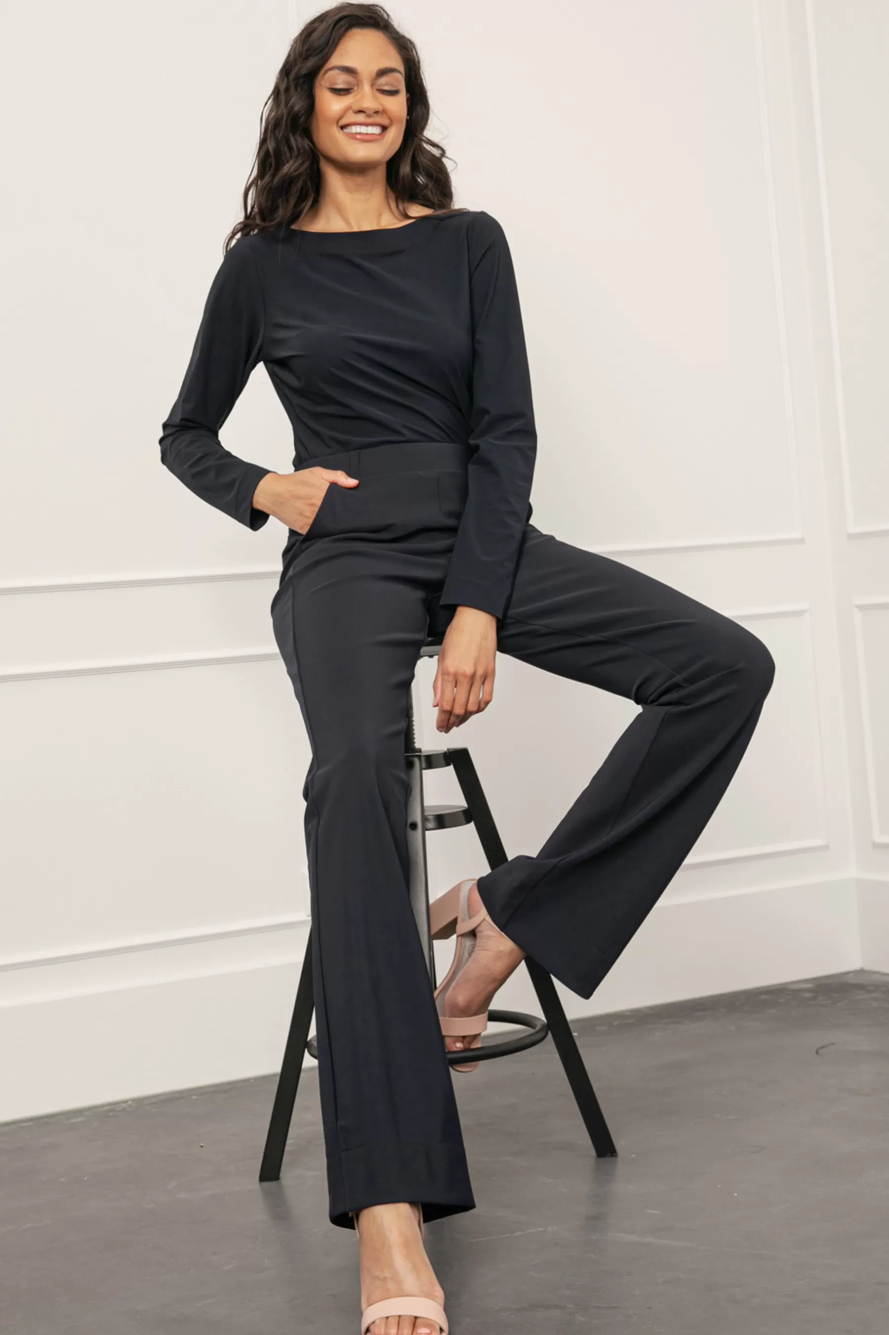 Studio Anneloes Essentials<Flair bonded trousers - dark blue