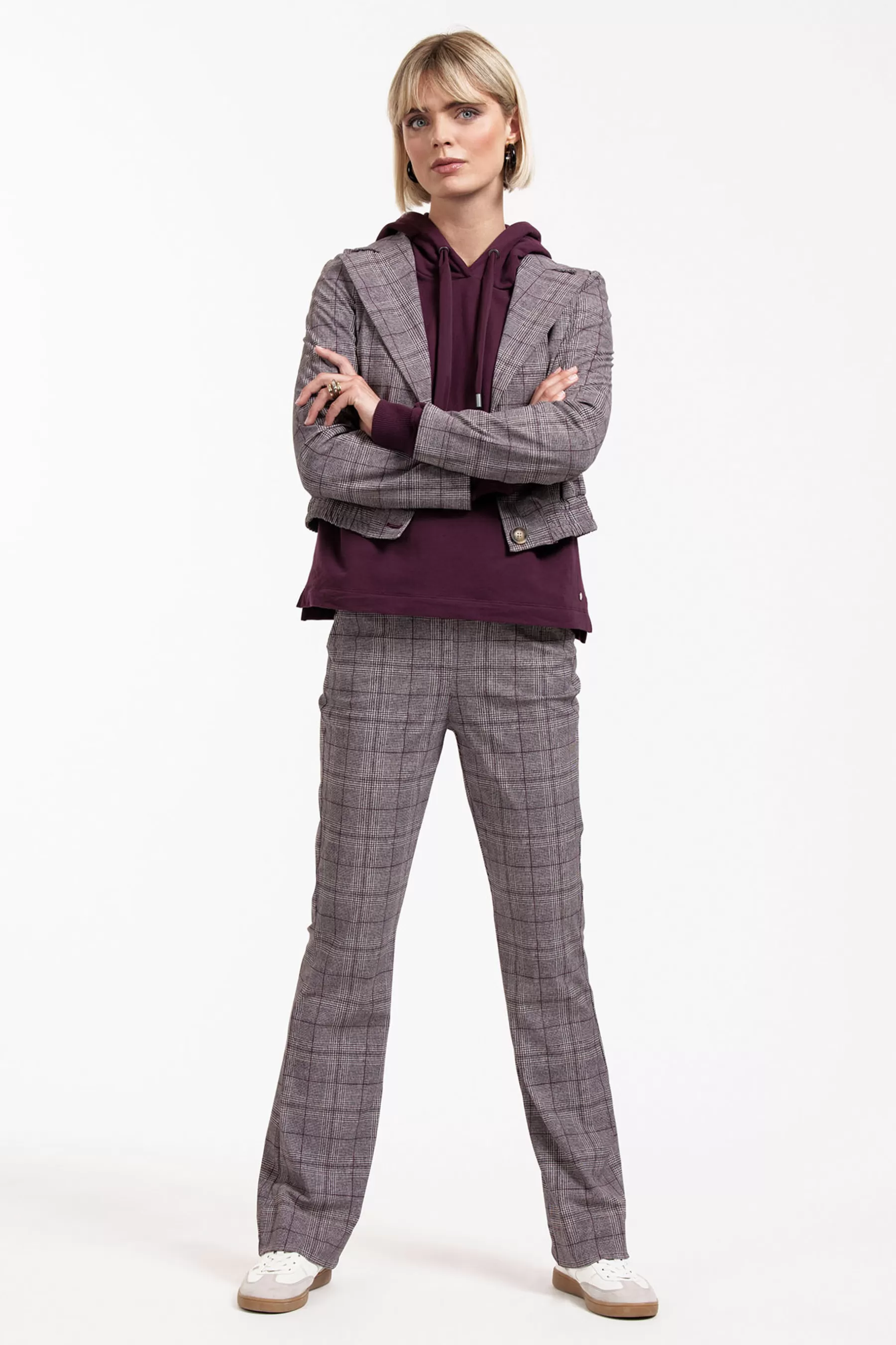 Studio Anneloes Broeken<Flair check trousers - merlot/kit