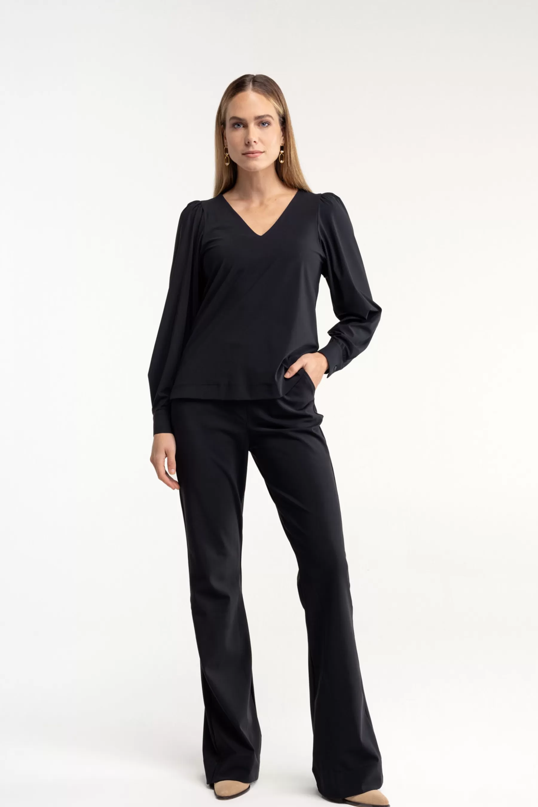 Studio Anneloes Broeken | Broeken - Extra Lang<Flair LONG bonded trousers - black