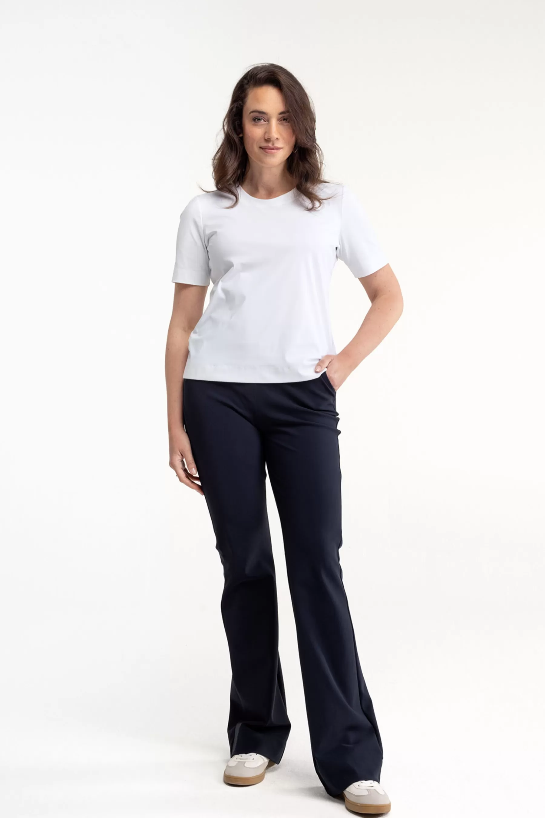 Studio Anneloes Broeken | Broeken - Extra Lang<Flair LONG bonded trousers - dark blue