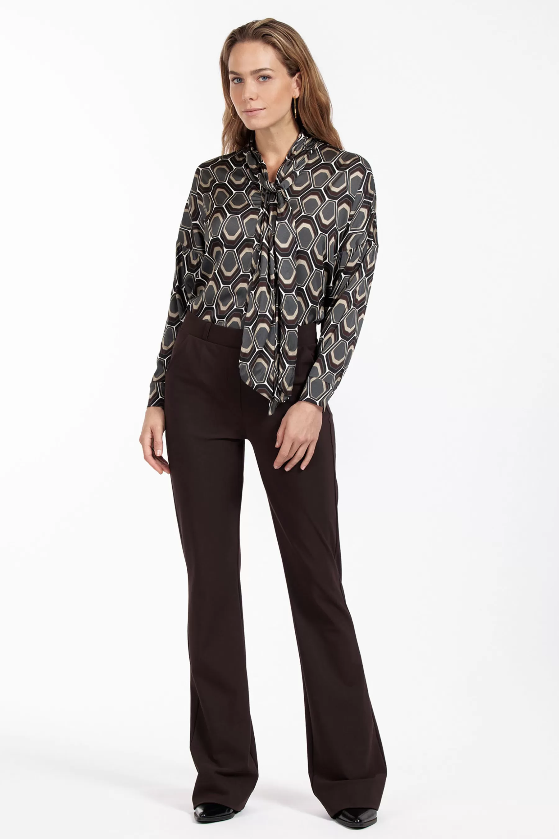 Studio Anneloes Broeken | Broeken - Extra Lang<Flair LONG bonded trousers - espresso