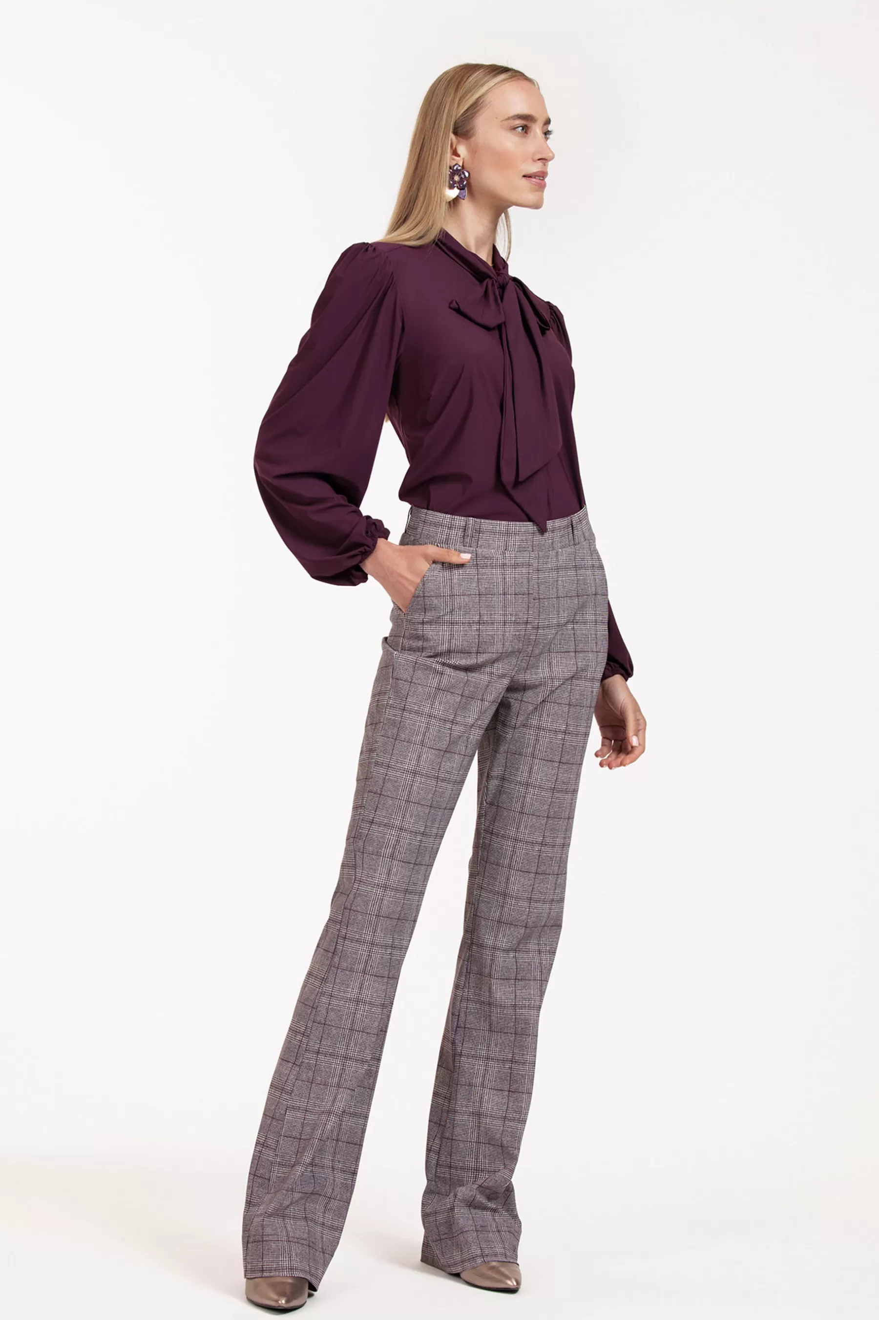 Studio Anneloes Broeken | Broeken - Extra Lang<Flair LONG check trousers - merlot/kit