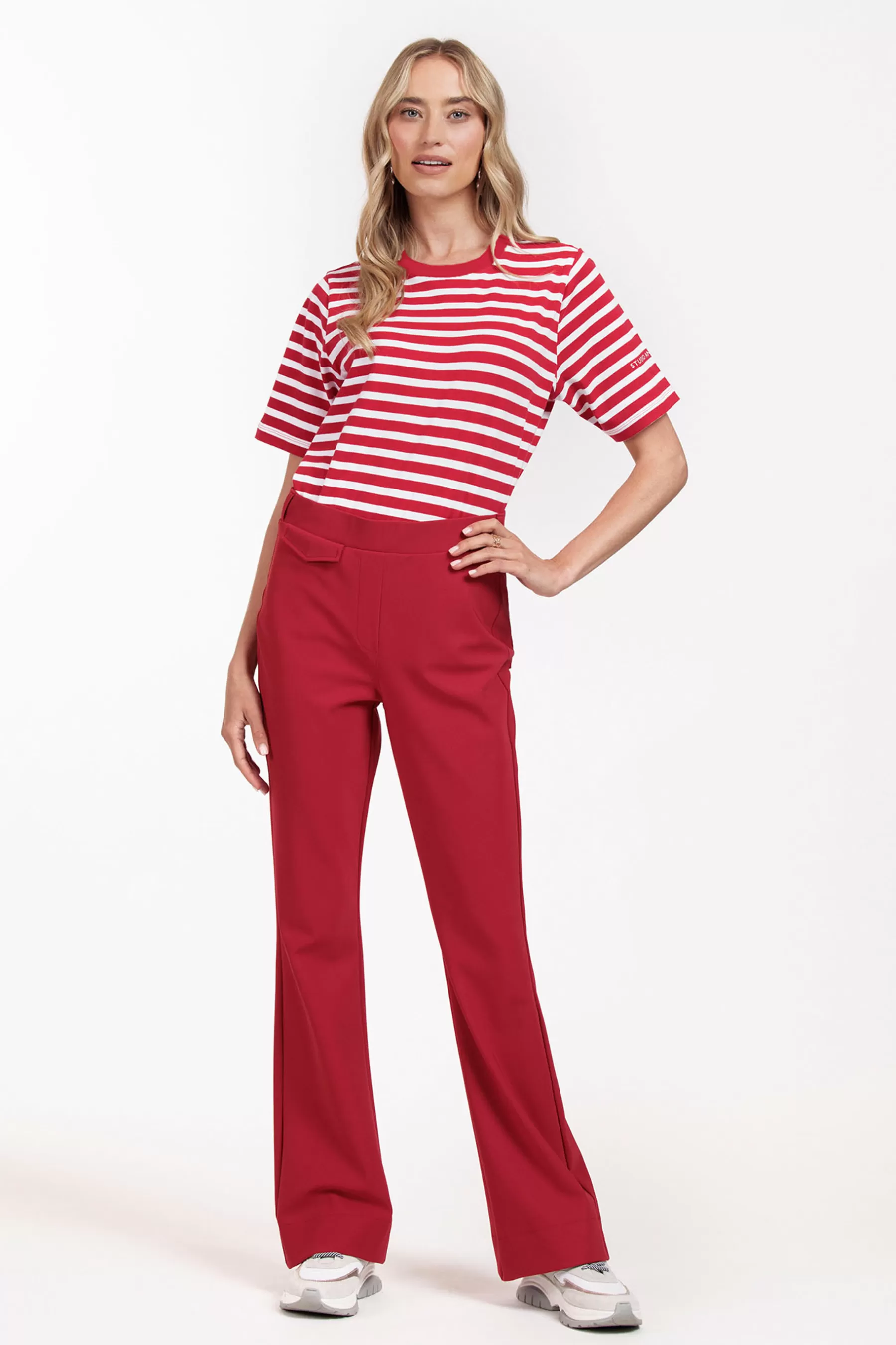 Studio Anneloes Broeken<Galla bonded trousers - dark red