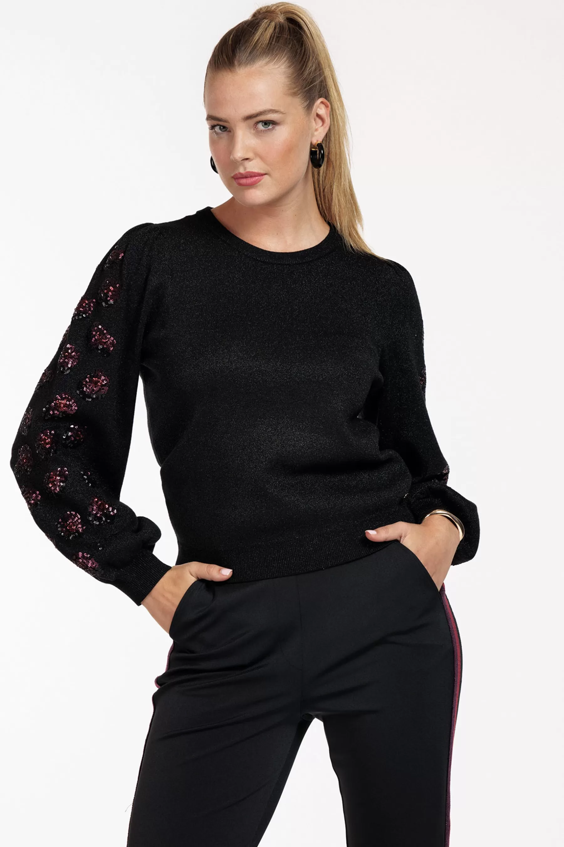 Studio Anneloes Truien & Vesten | Shirts & Tops<Hilly embroidery pullover - black