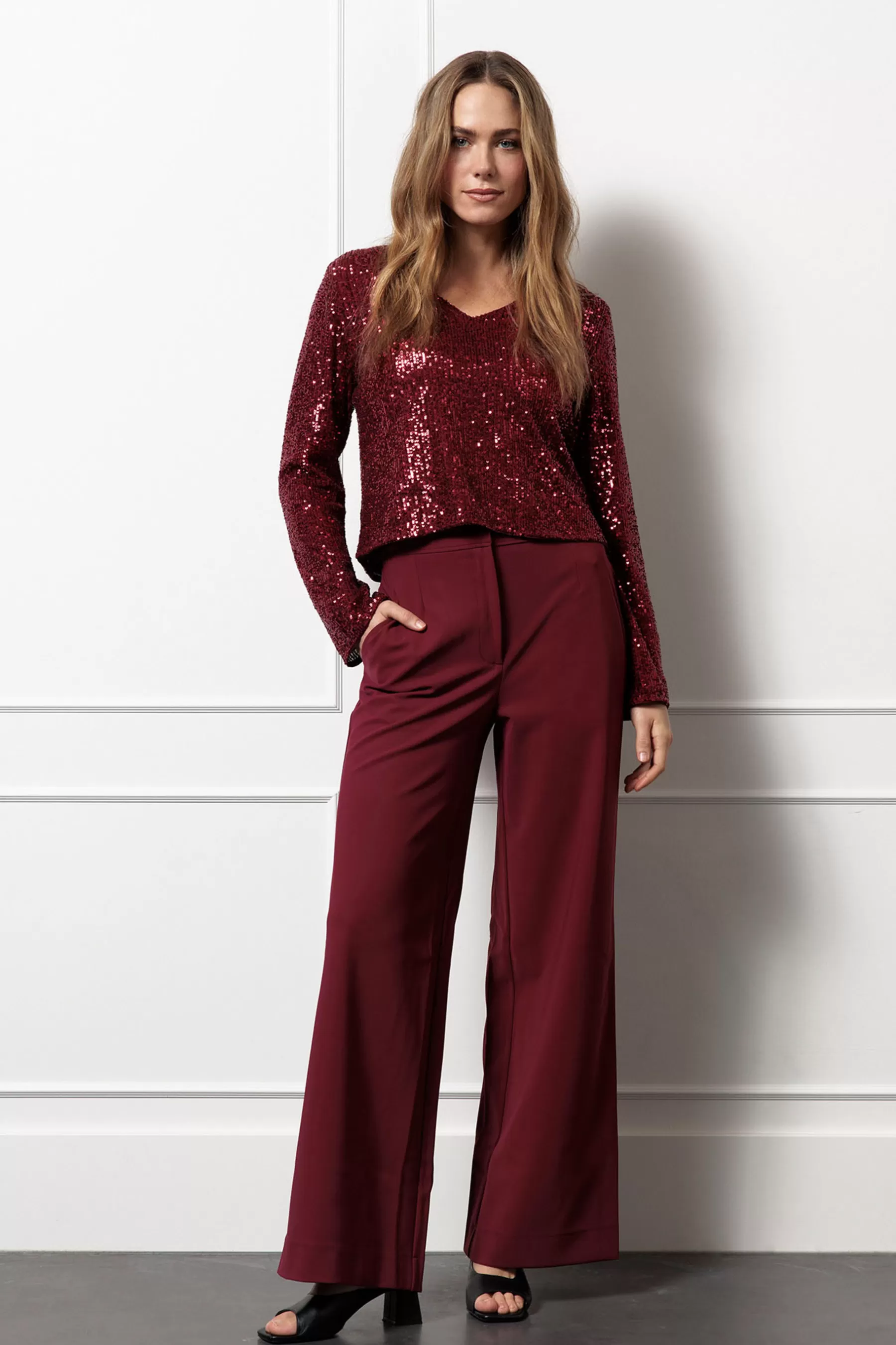 Studio Anneloes Broeken<Holly bonded trousers - merlot