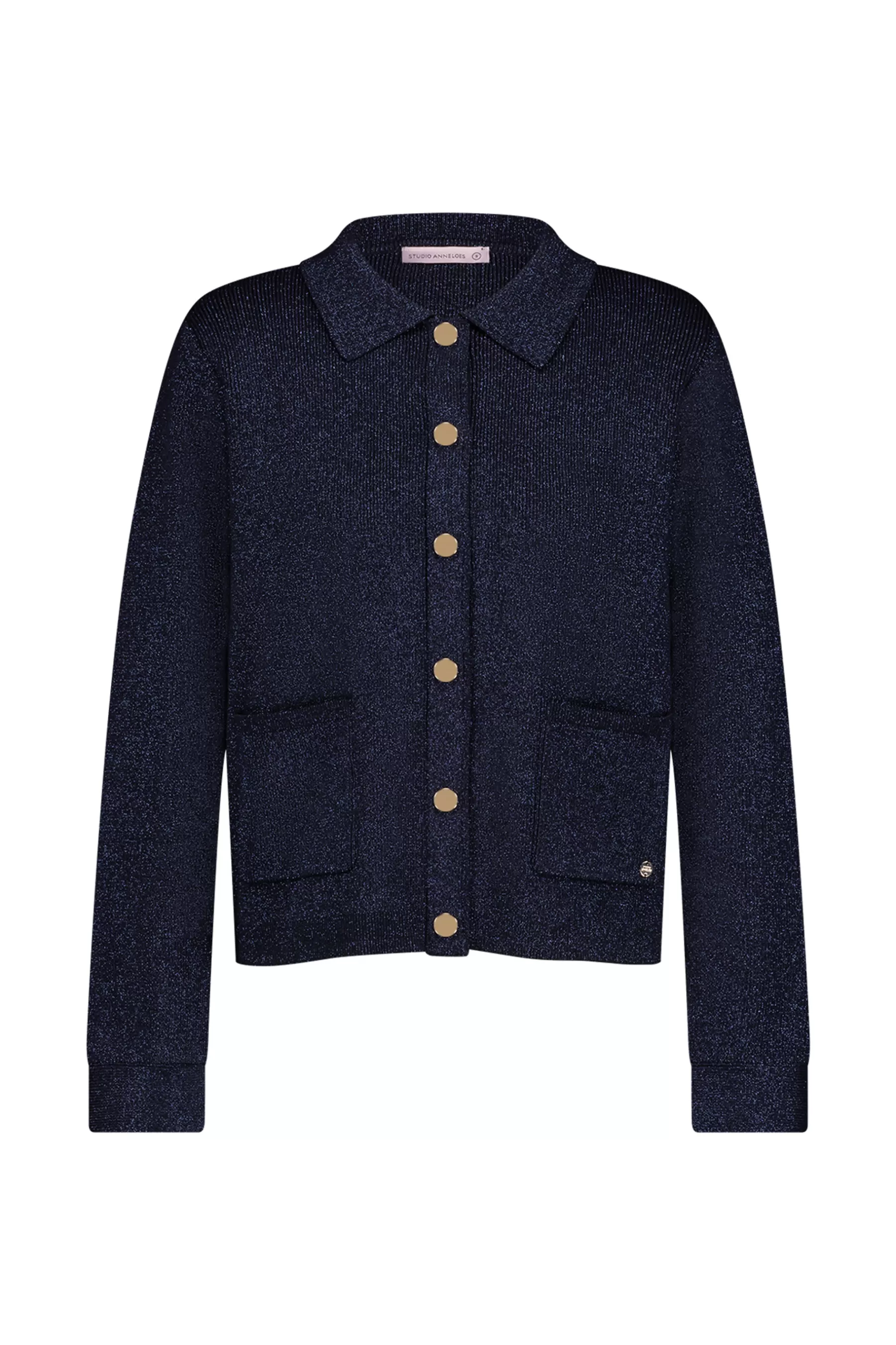 Studio Anneloes Truien & Vesten<Imke lurex cardigan - dark blue