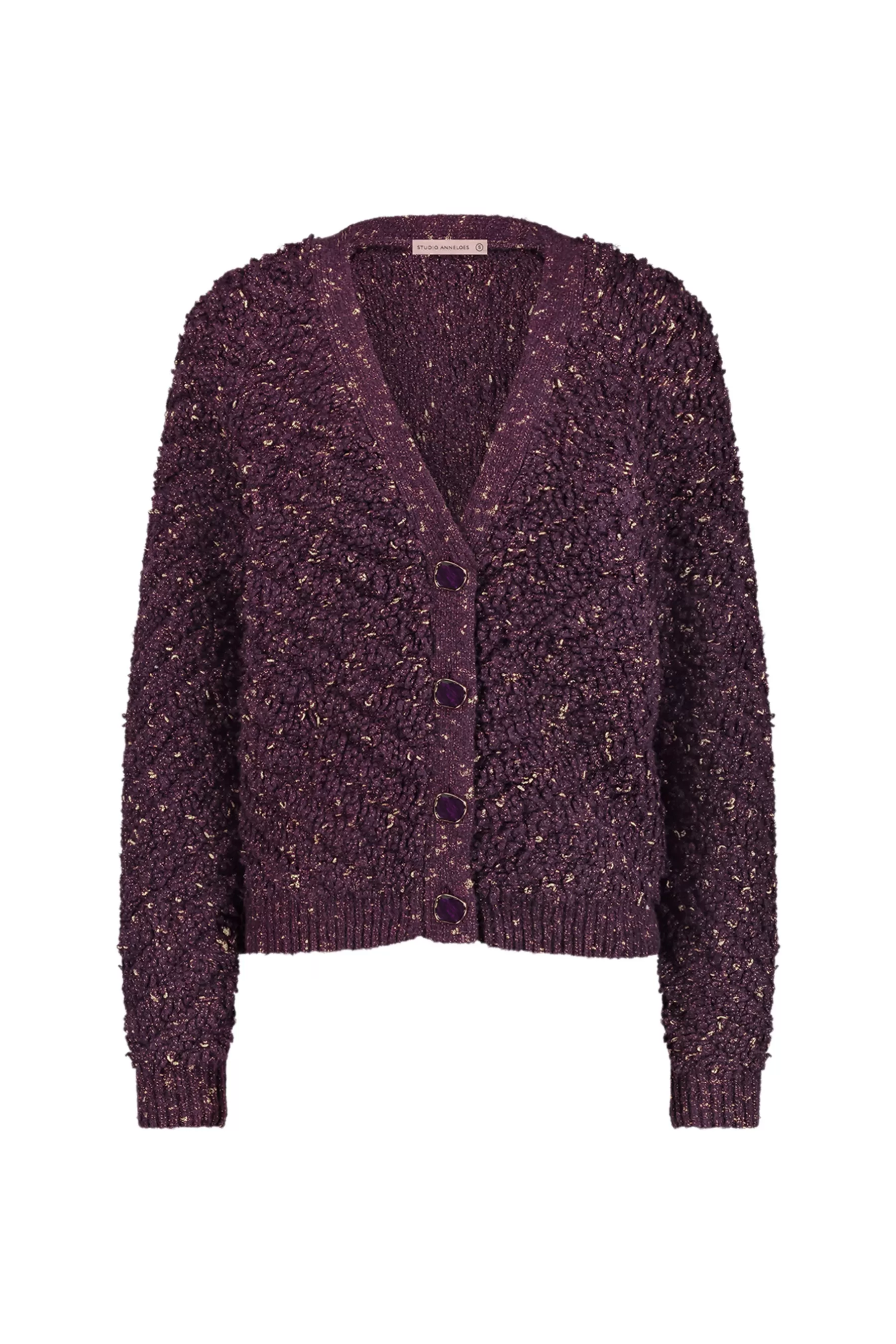 Studio Anneloes Truien & Vesten<Iris chunky glitter cardigan - blackberry