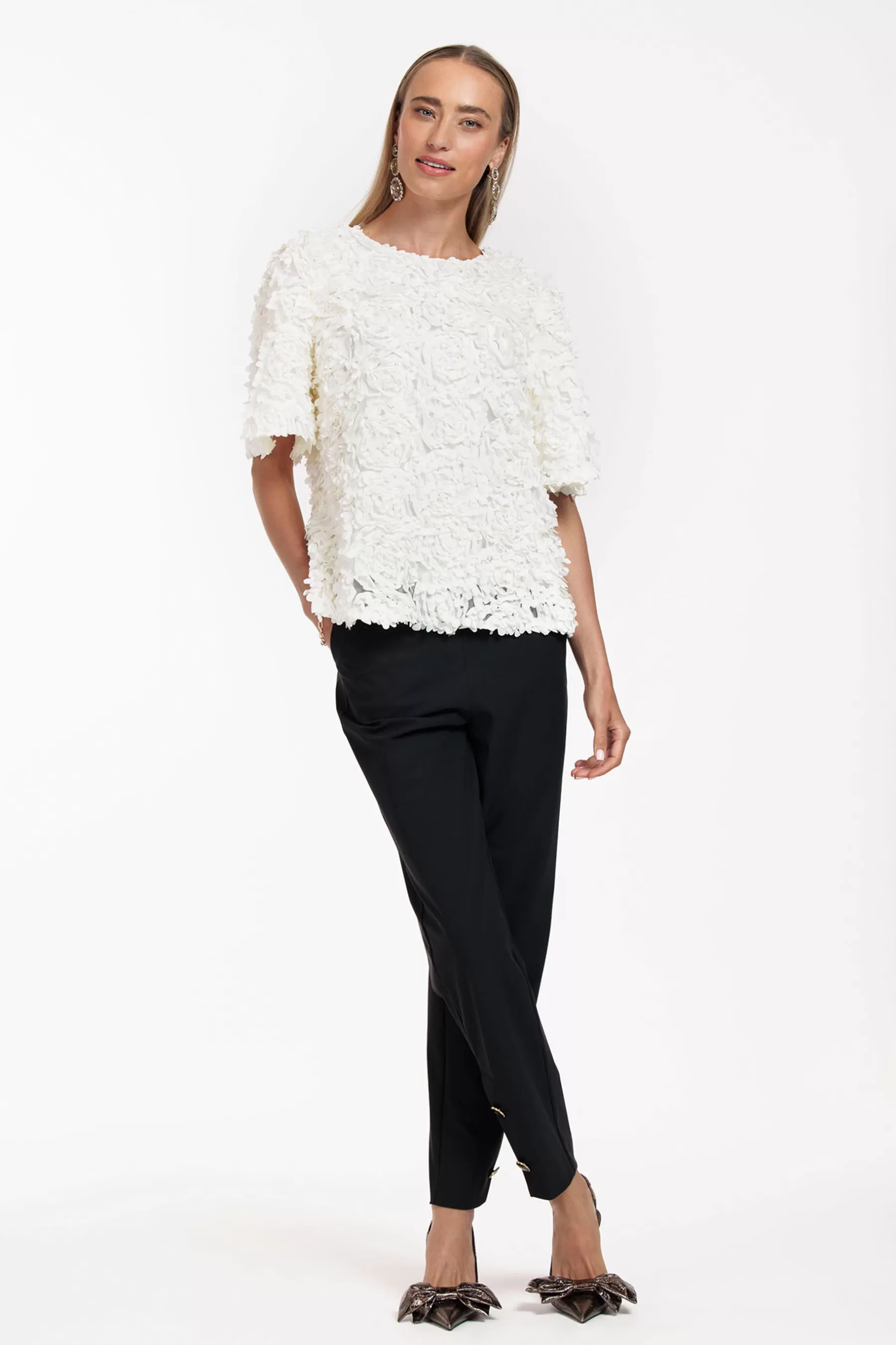 Studio Anneloes Broeken<Ivory button trousers - black