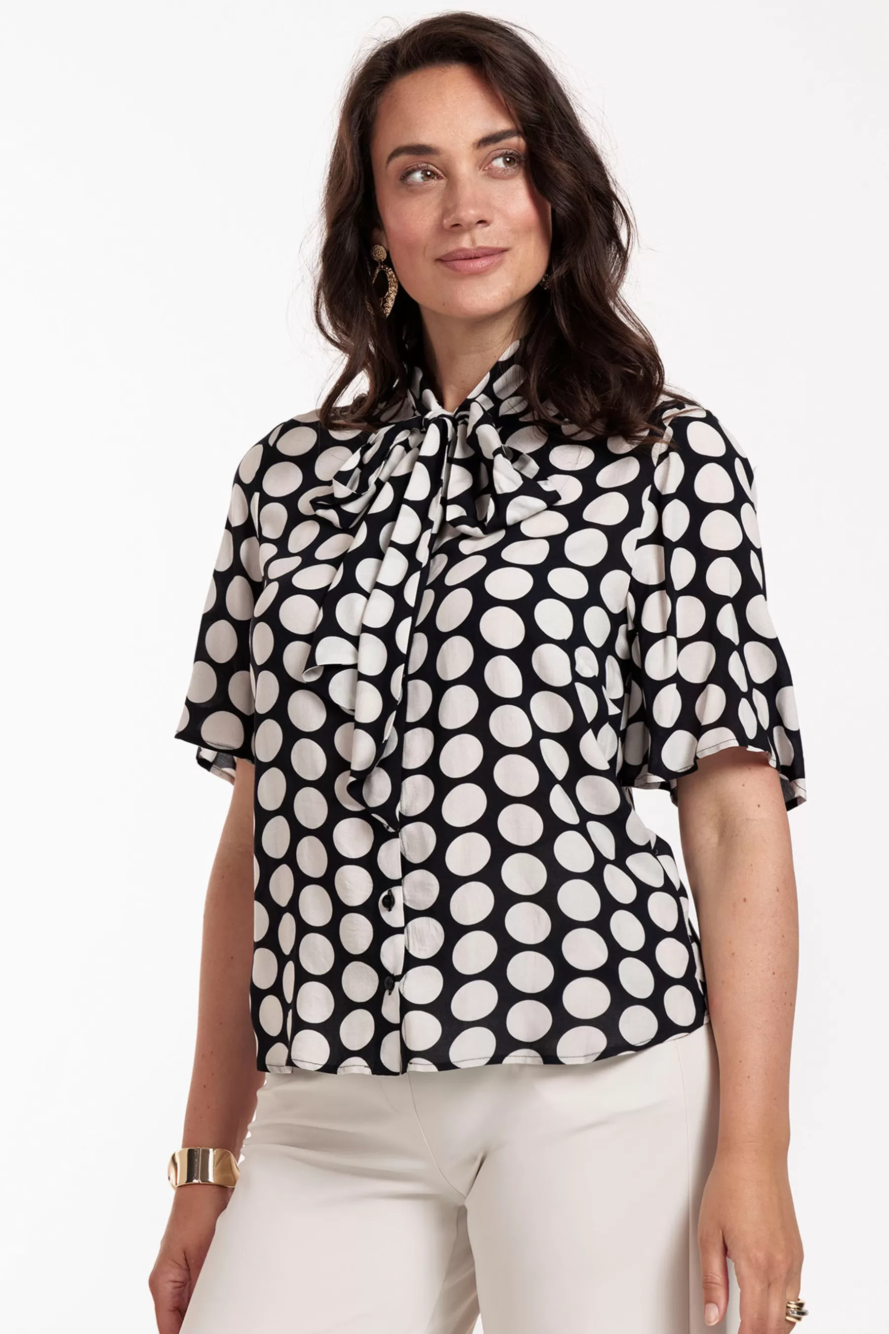 Studio Anneloes Blouses<Jean big dot blouse - black/off white