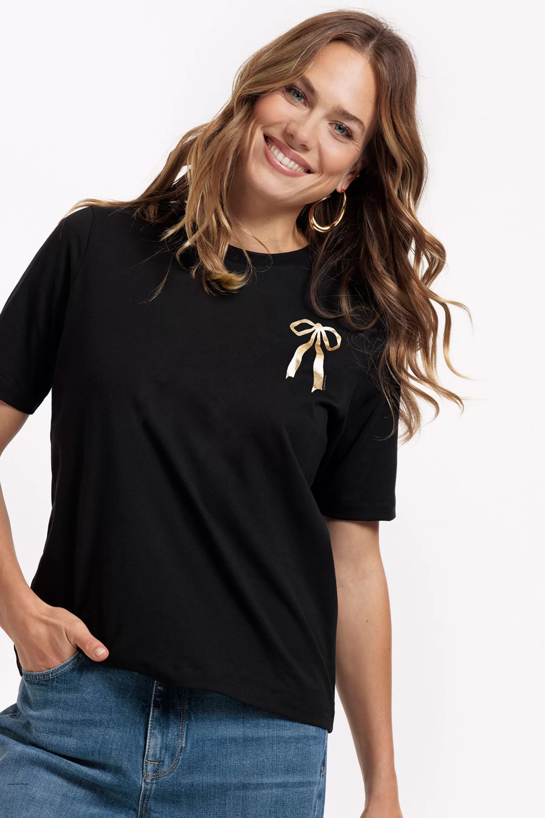 Studio Anneloes Shirts & Tops<Klaasje bow tshirt - black