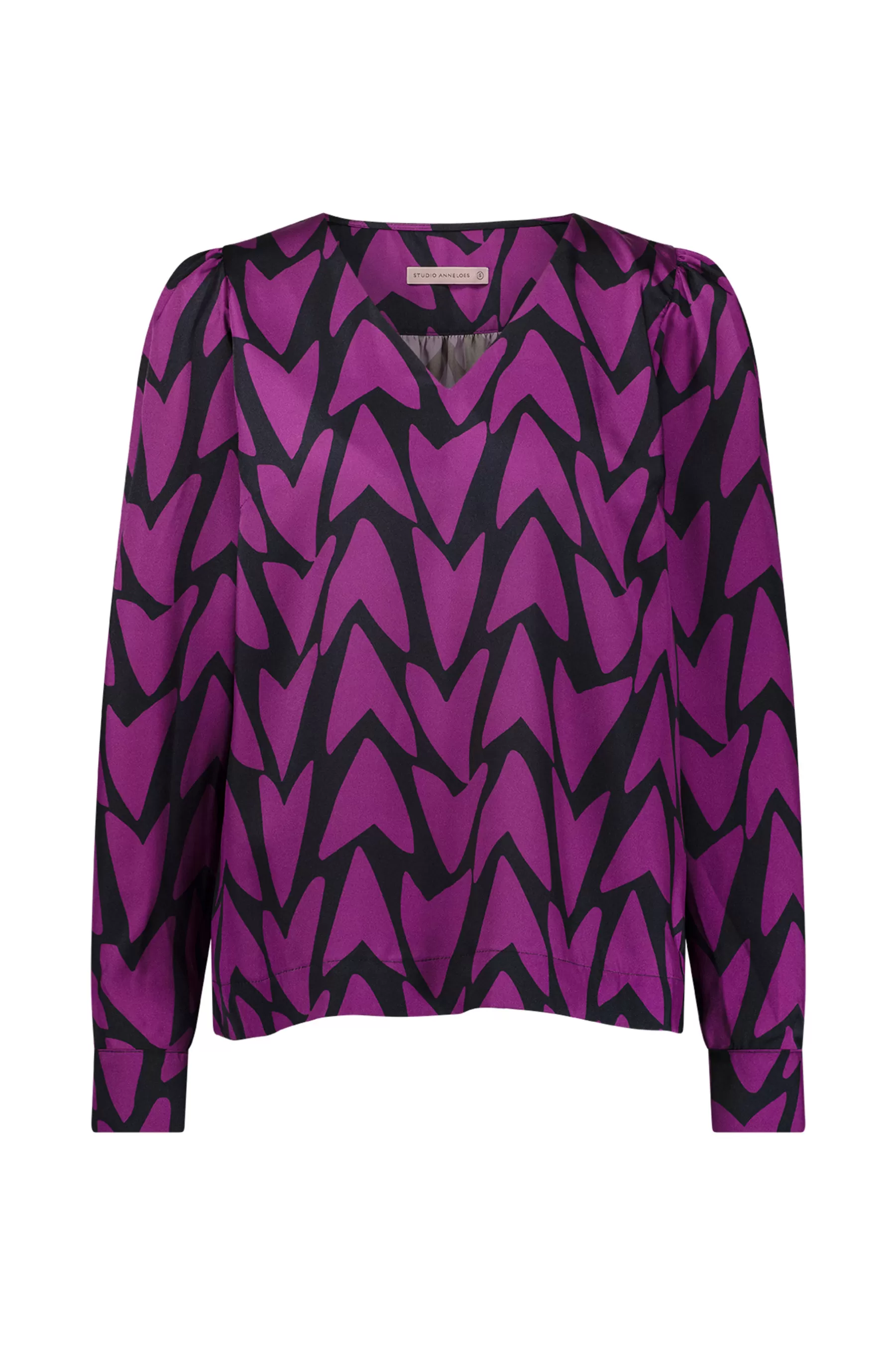 Studio Anneloes Blouses<Les satin love blouse - black/magenta