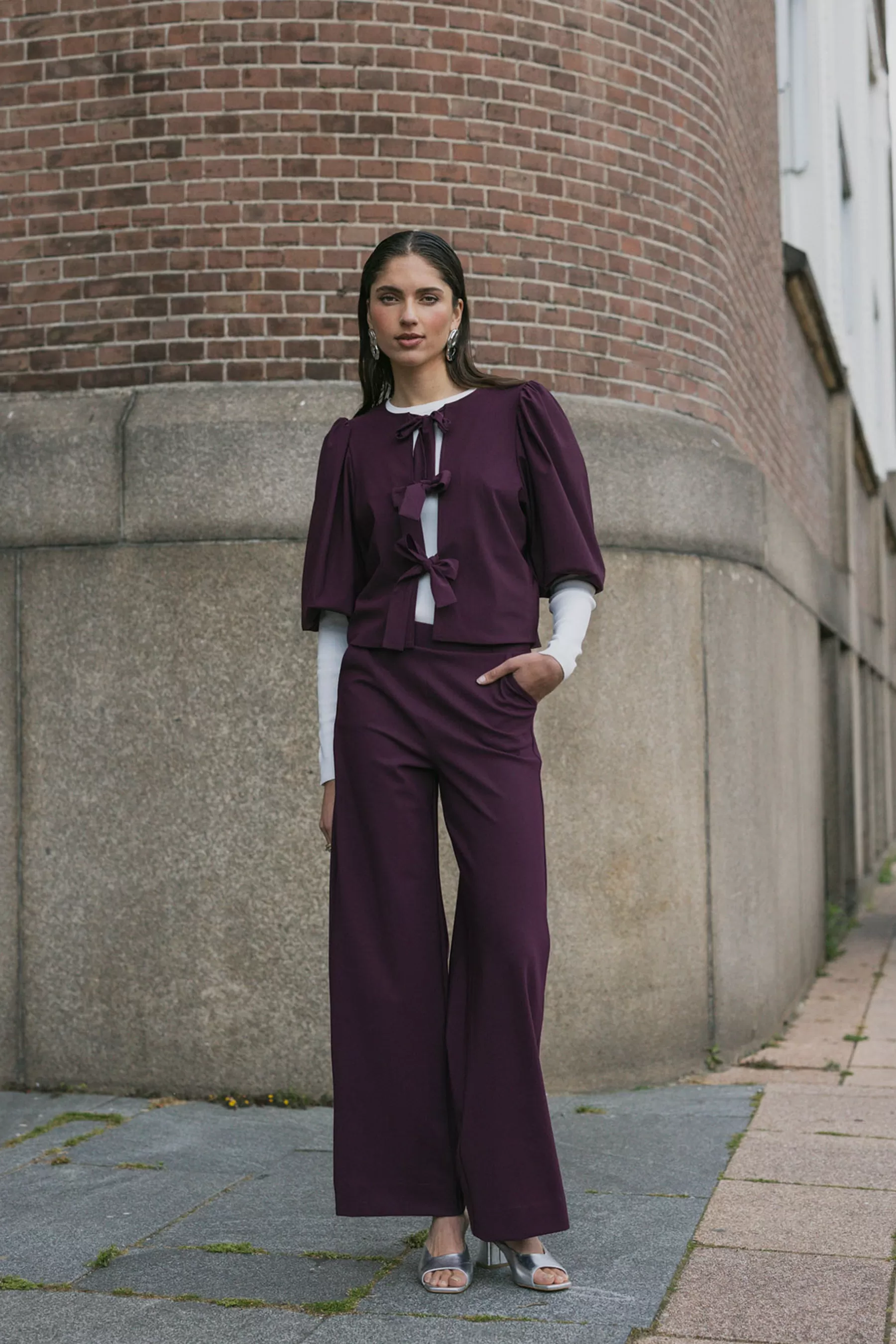 Studio Anneloes Broeken<Lexie bonded trousers - blackberry