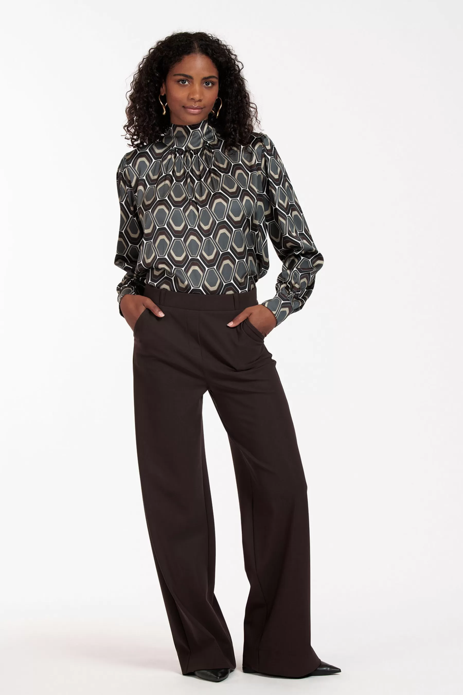 Studio Anneloes Broeken<Lexie bonded trousers - espresso