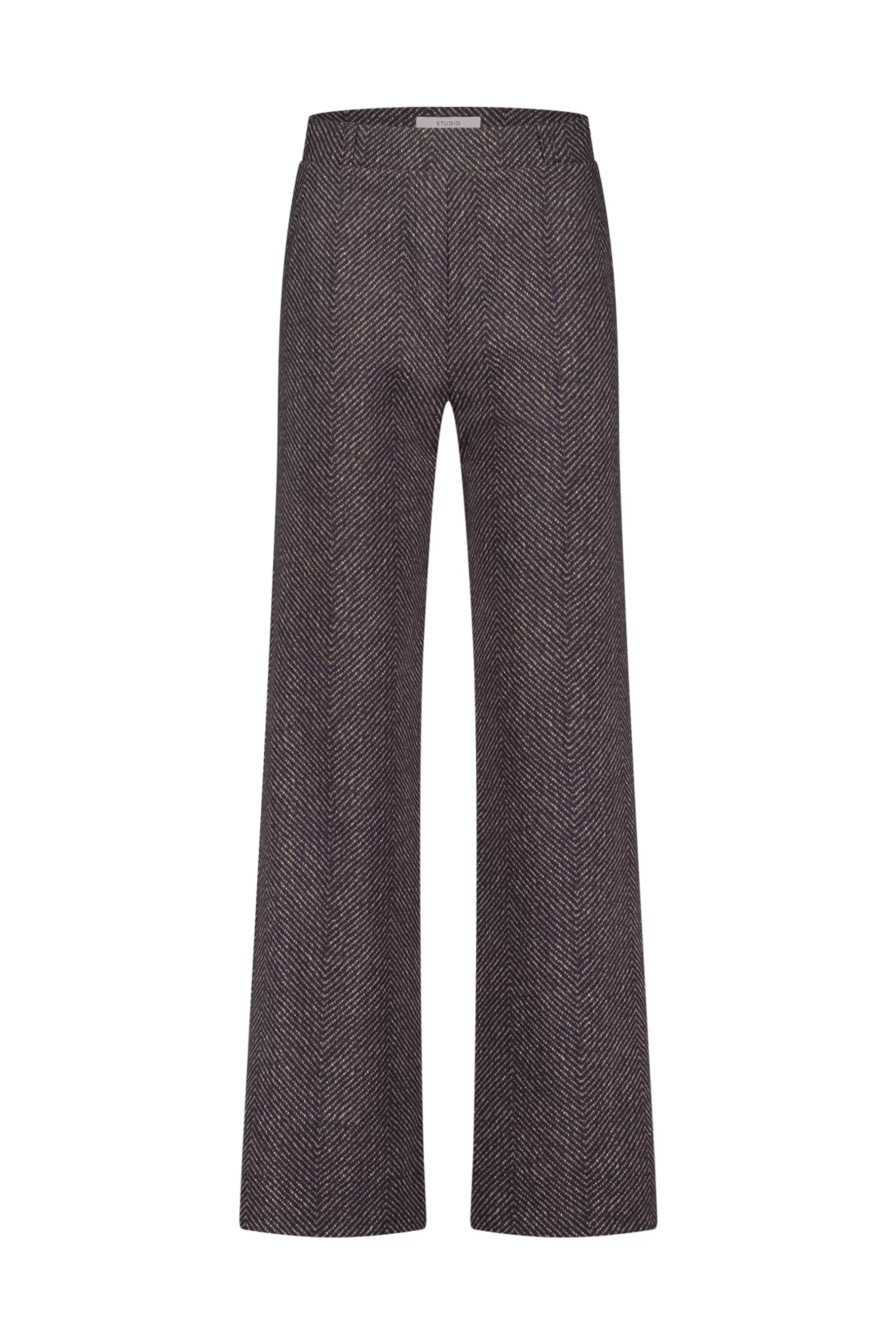 Studio Anneloes Broeken<Lexie herringbone trousers - black/espresso