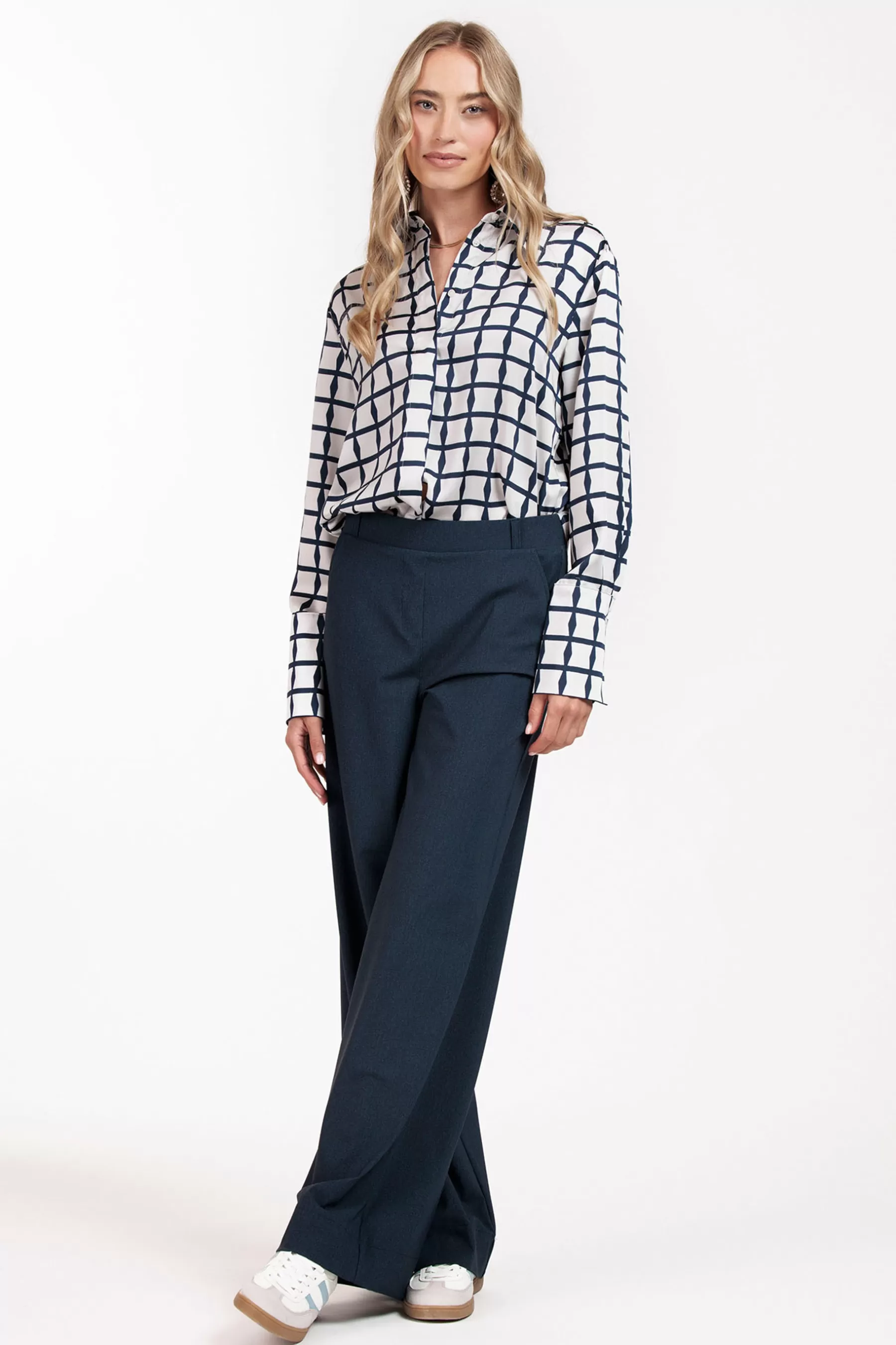 Studio Anneloes Broeken<Lexie mini check trousers - dark blue/black