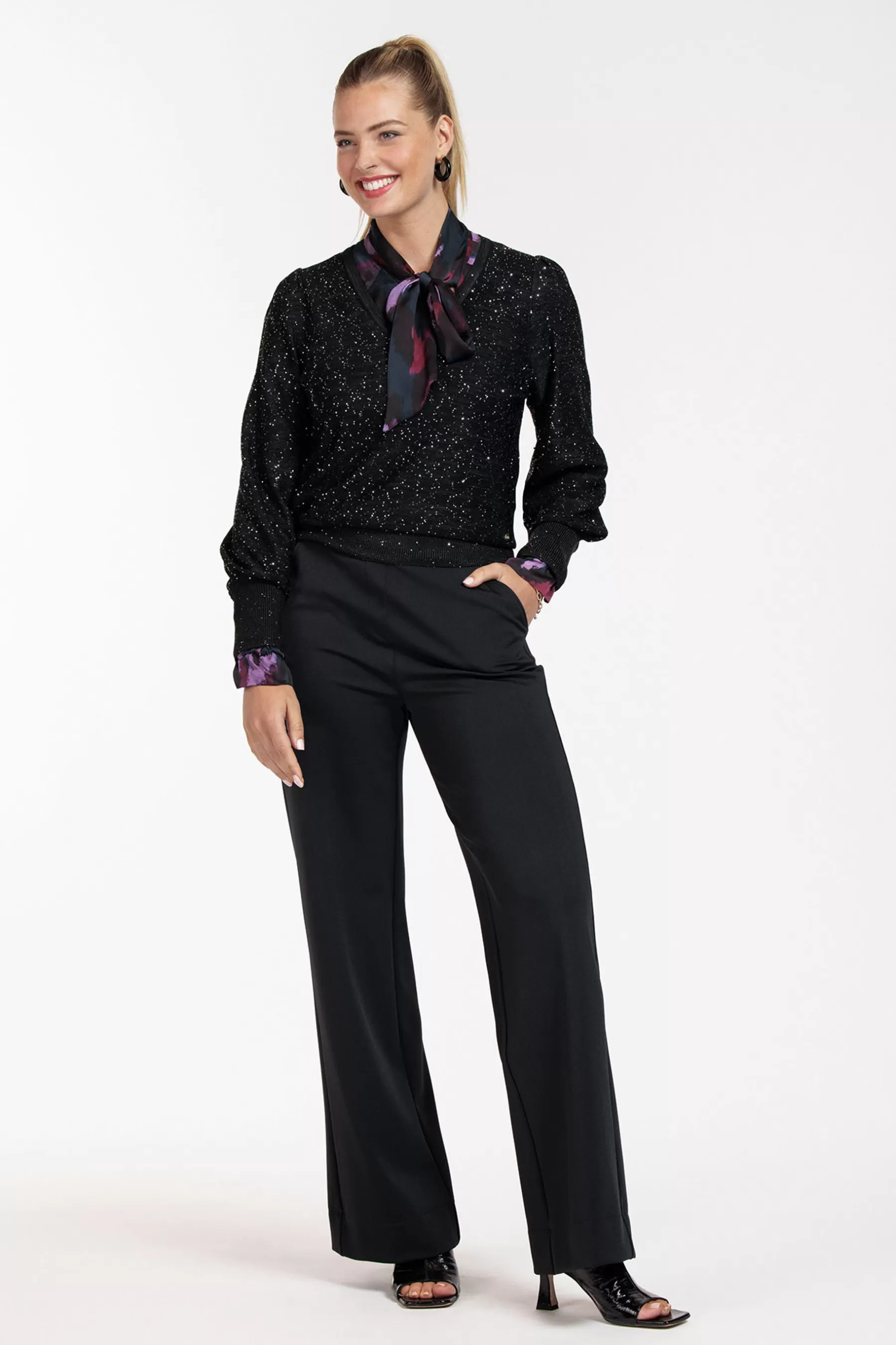 Studio Anneloes Broeken<Lexie shiny bonded trousers - black