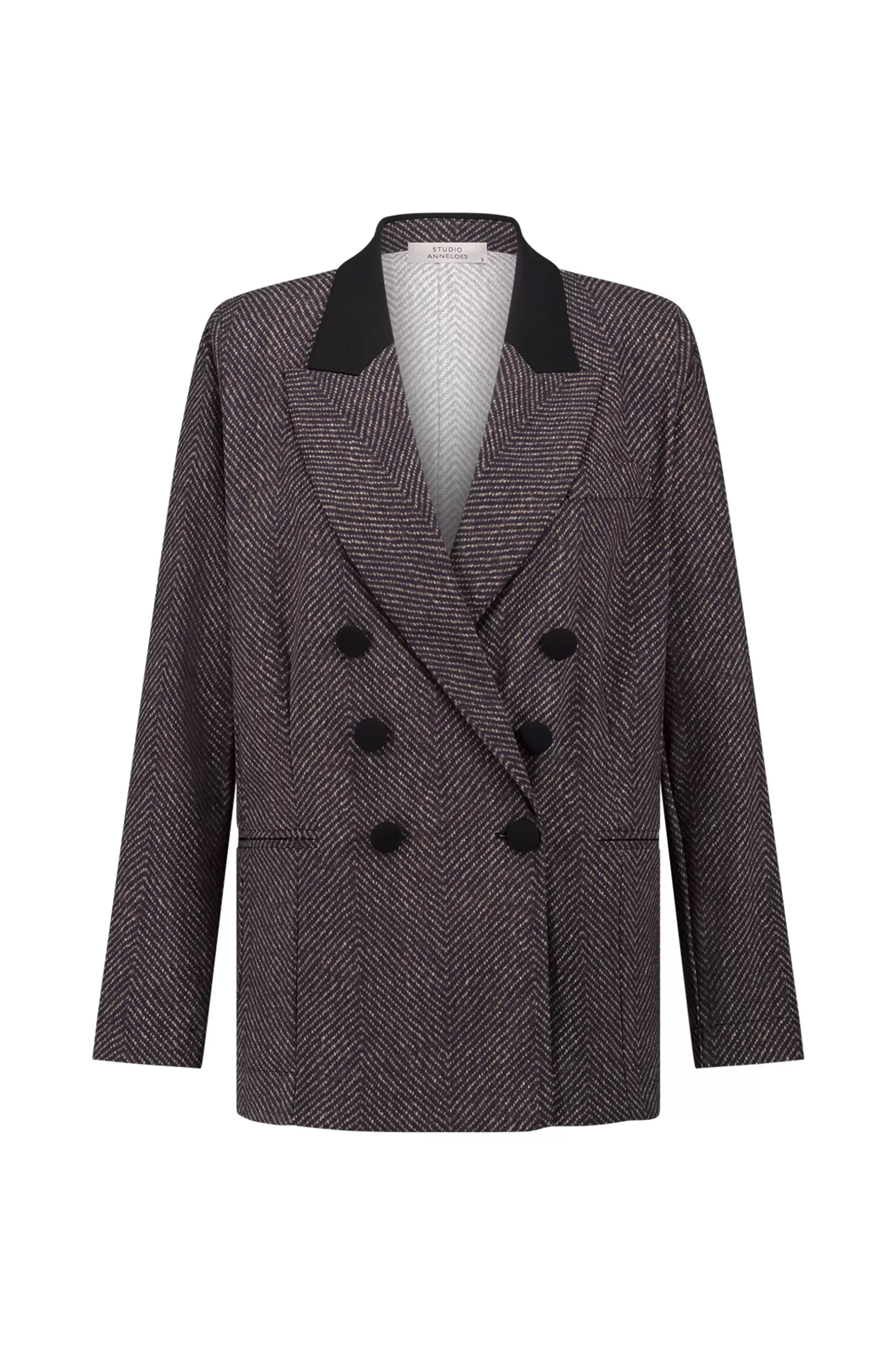 Studio Anneloes Blazers & Jasjes<Loulou herringbone blazer - black/espresso