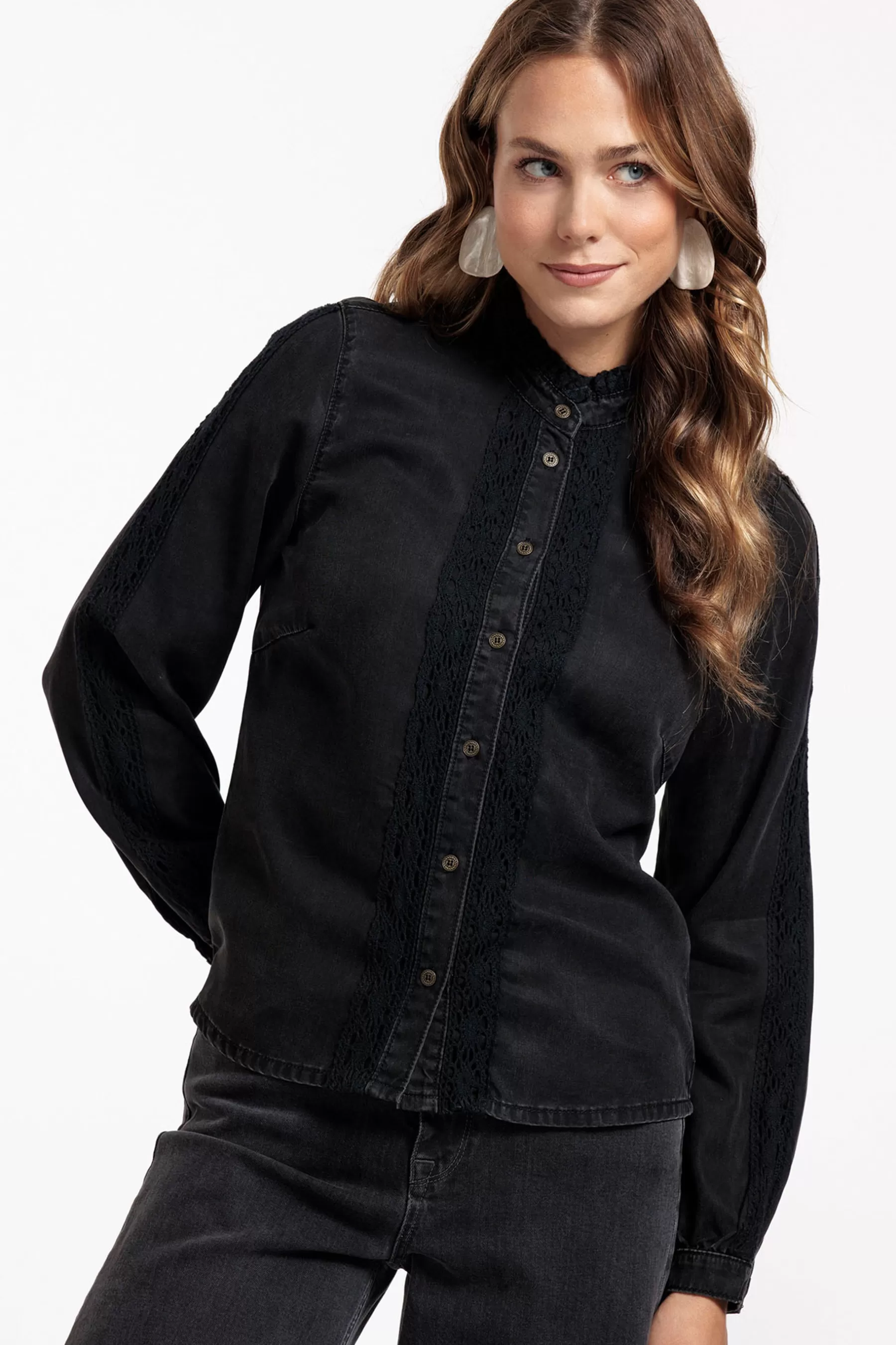 Studio Anneloes Blouses<Lourdes denim blouse - black