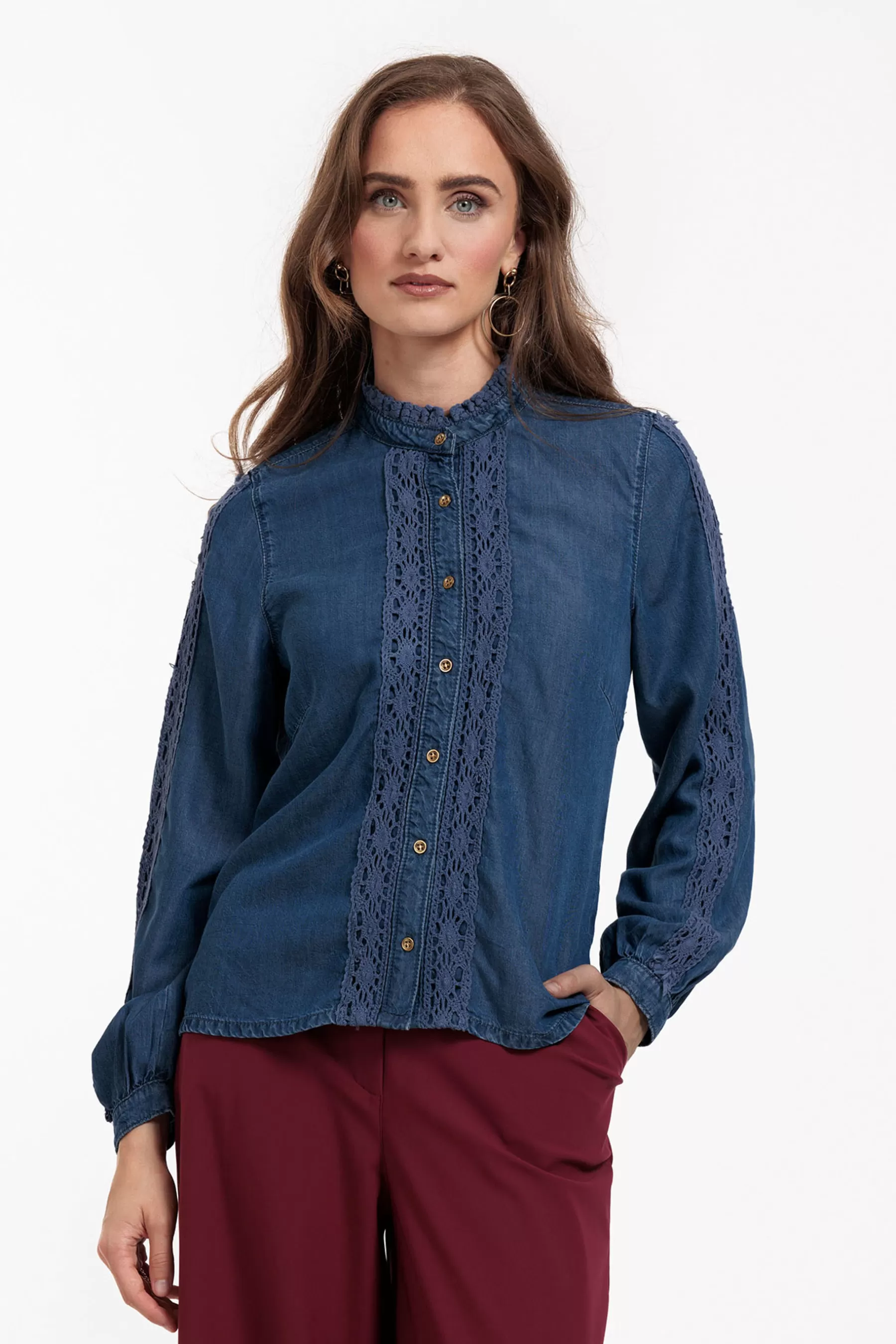 Studio Anneloes Blouses<Lourdes denim blouse - dark jeans blue