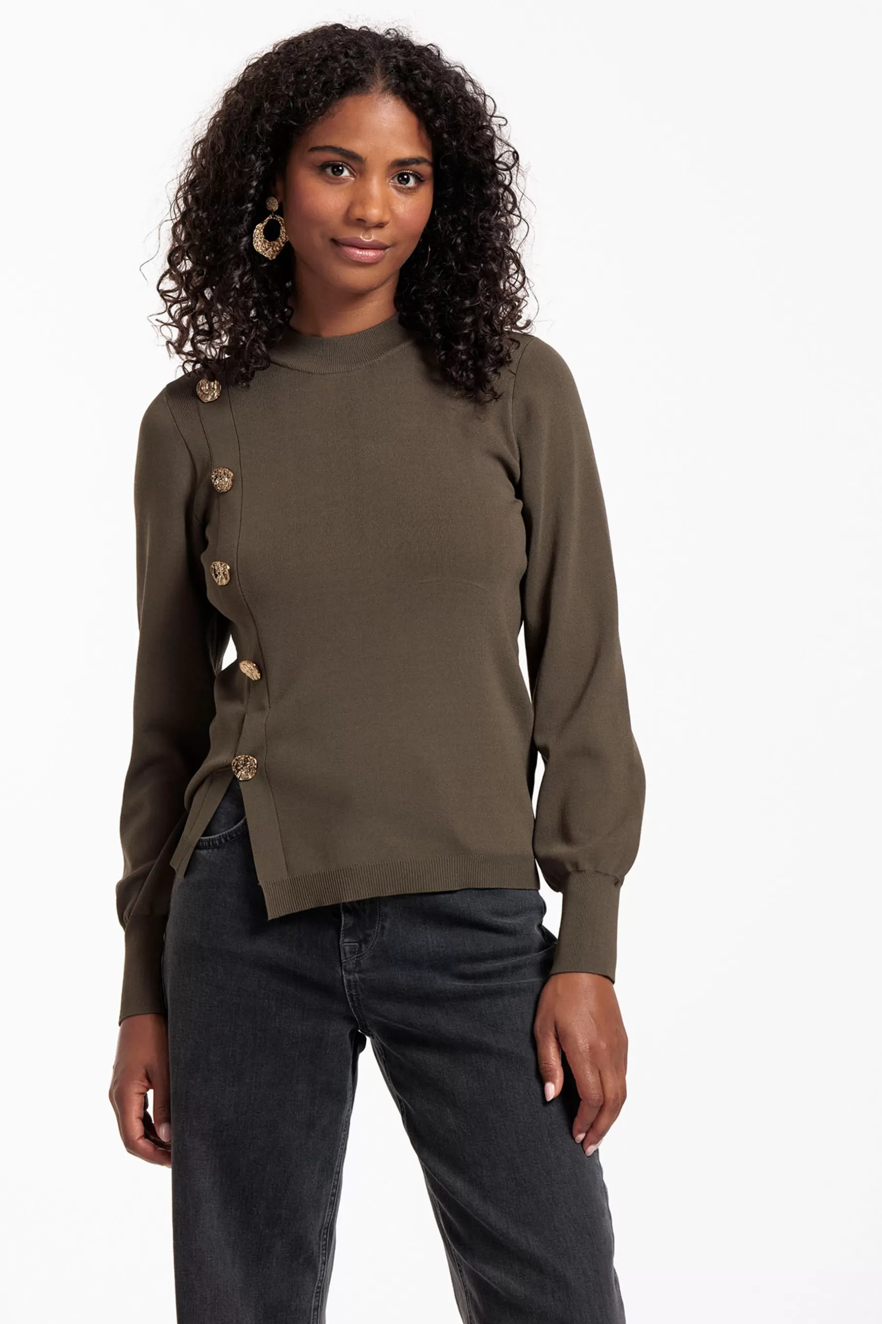 Studio Anneloes Truien & Vesten | Shirts & Tops<Lovis button pullover - new army