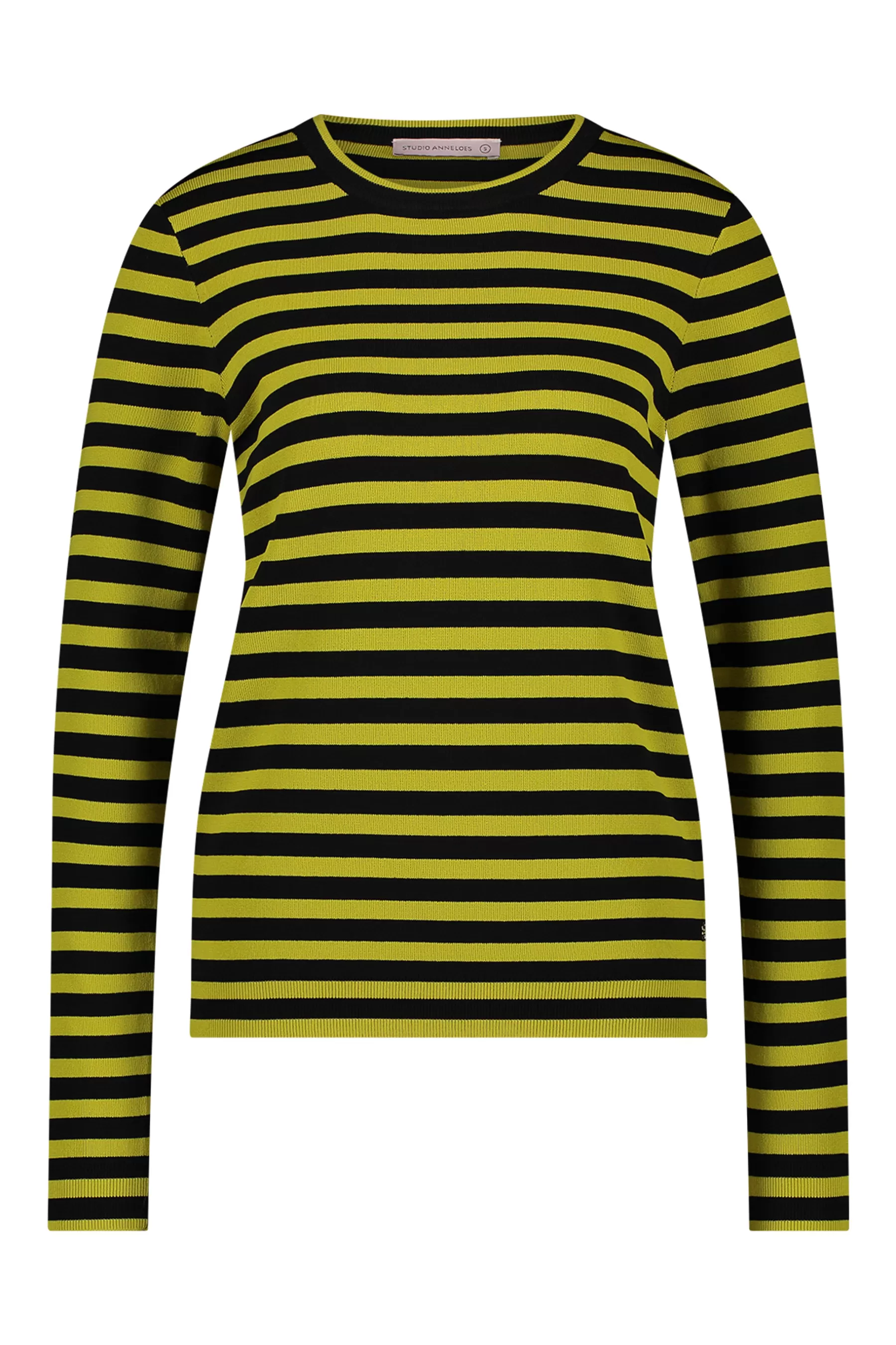 Studio Anneloes Truien & Vesten | Shirts & Tops<Luna stripe pullover - black/lime