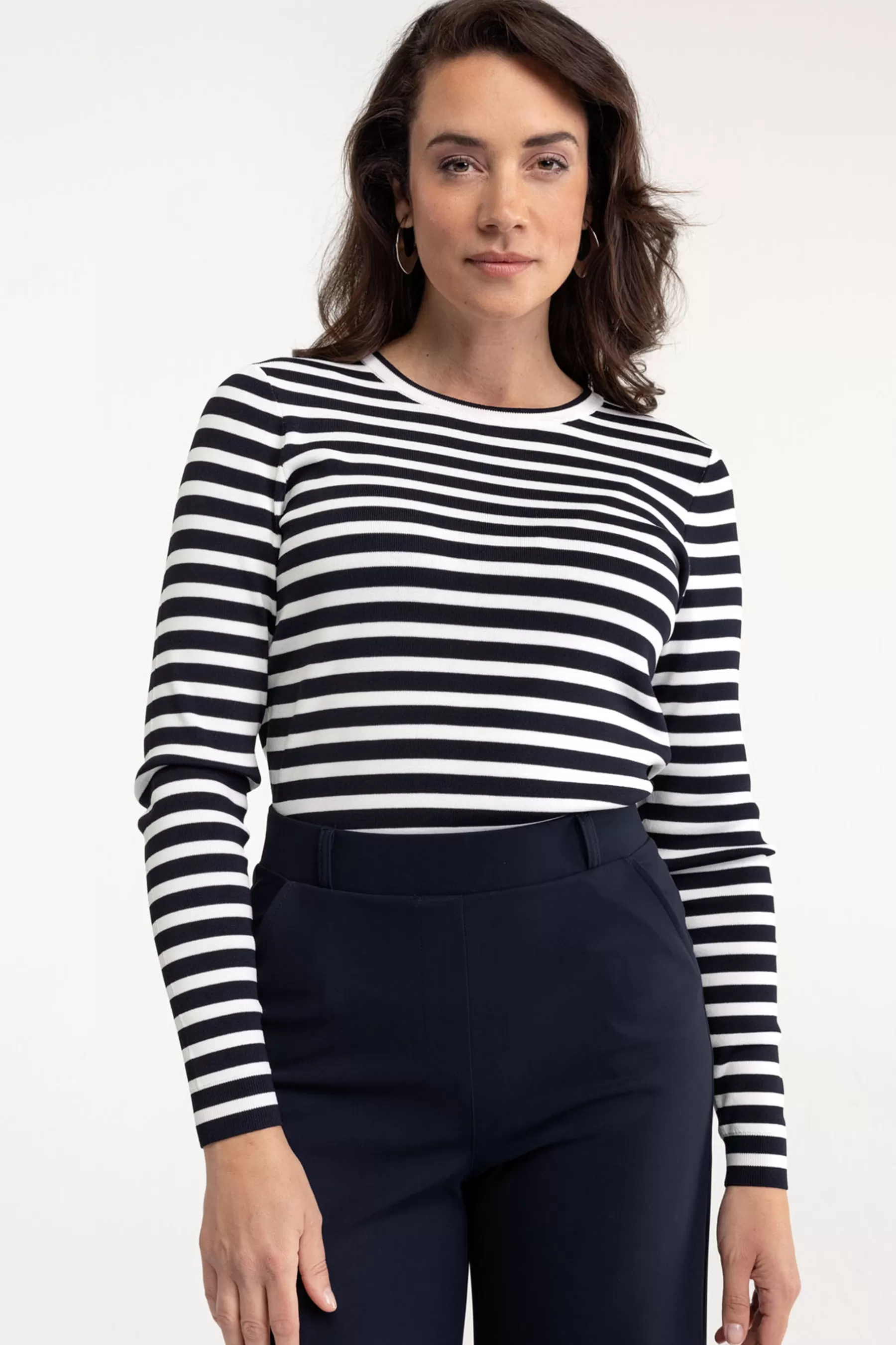 Studio Anneloes Truien & Vesten | Shirts & Tops<Luna stripe pullover - dark blue/off white