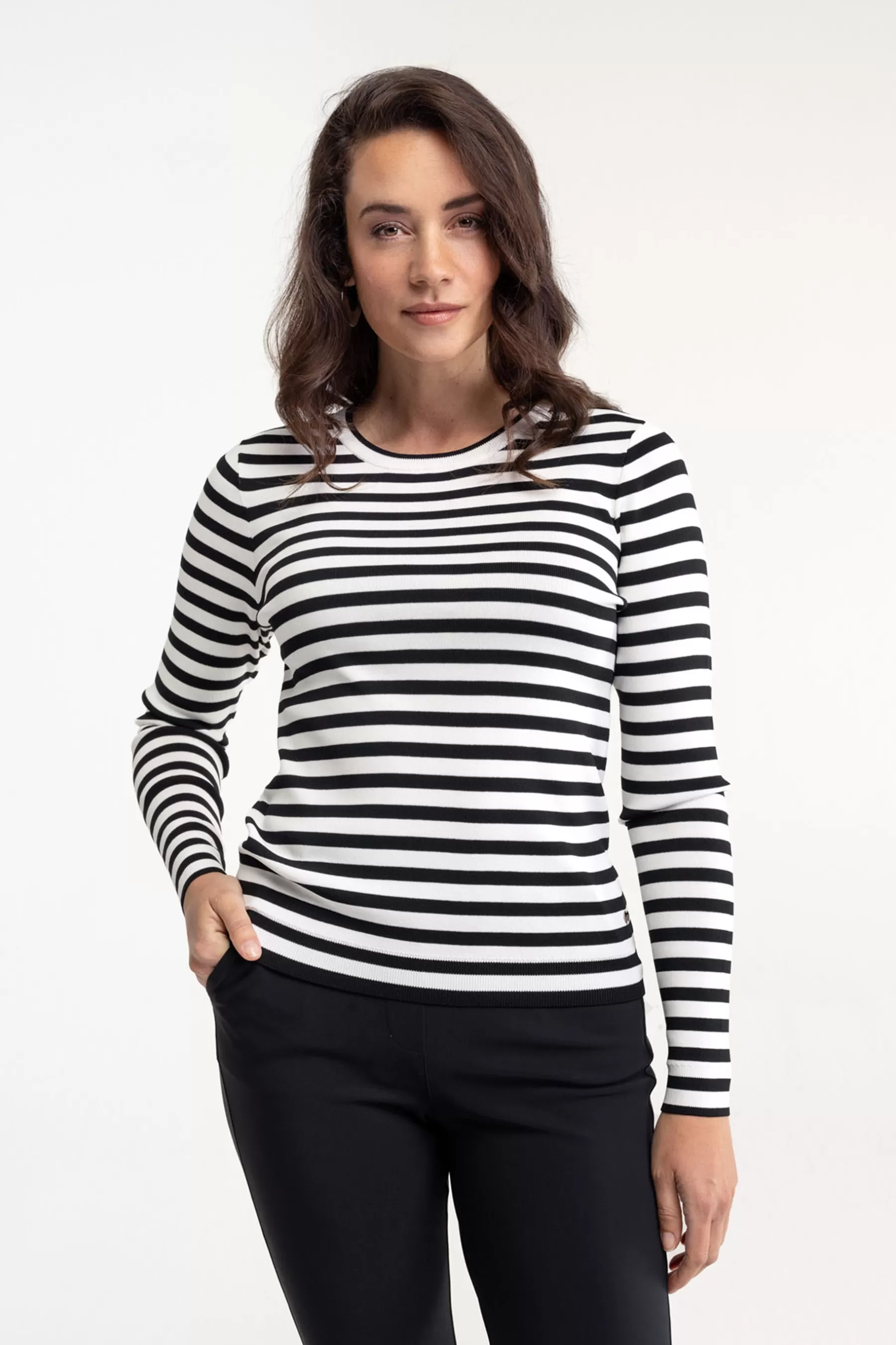 Studio Anneloes Truien & Vesten | Shirts & Tops<Luna stripe pullover - off white/black