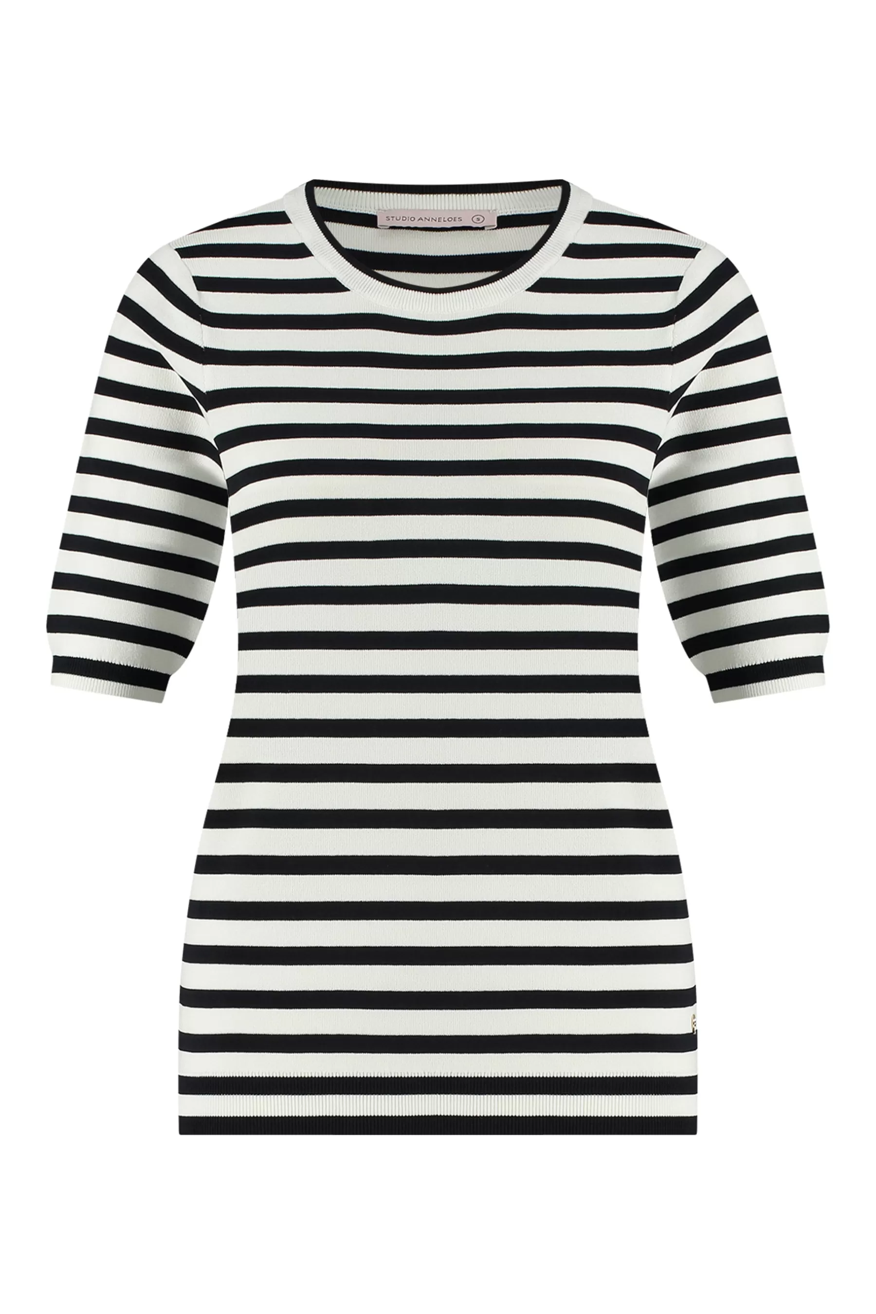 Studio Anneloes Truien & Vesten | Shirts & Tops<Luna stripe short slv pullover - off white/dark blue