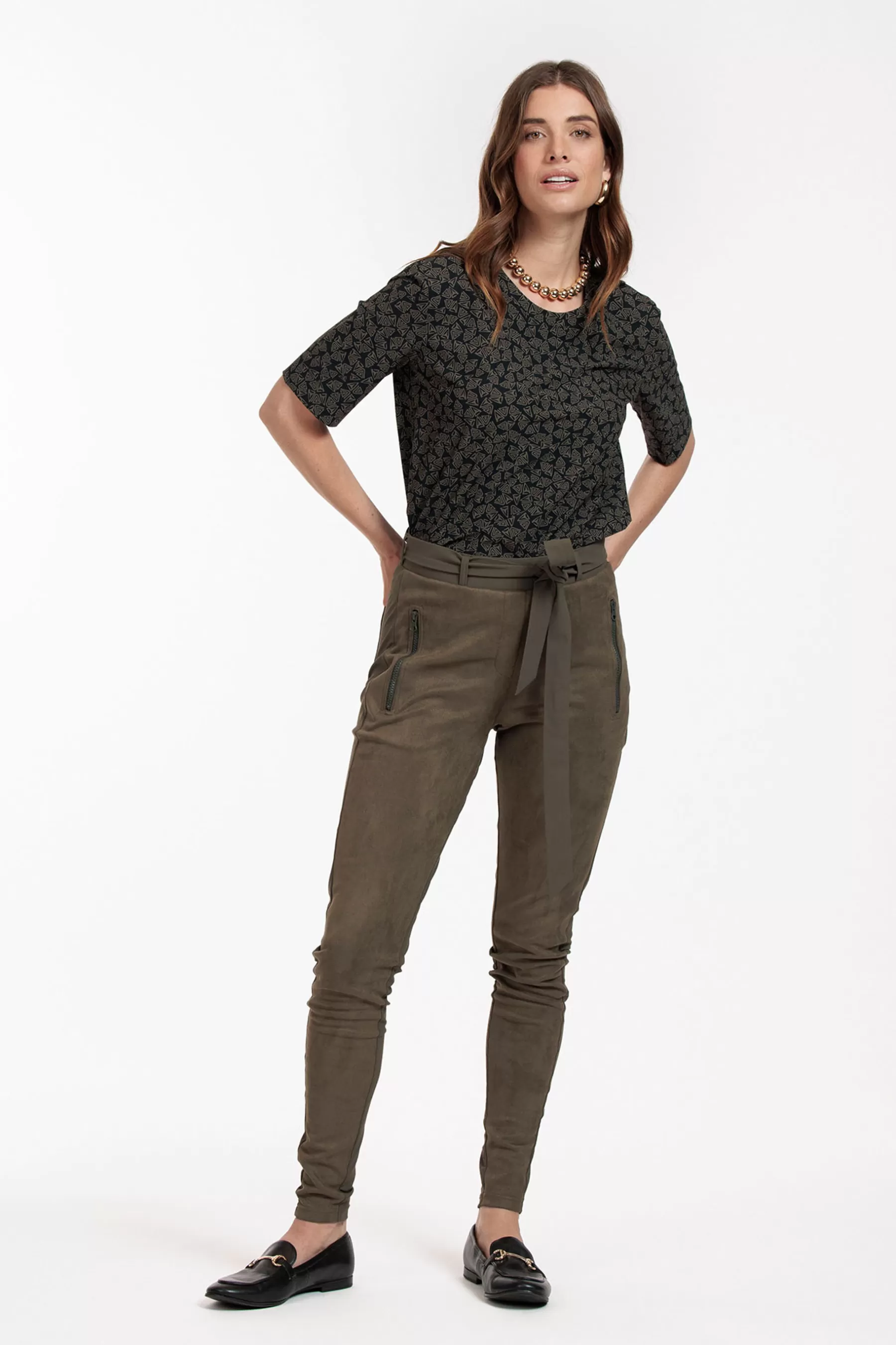 Studio Anneloes Broeken<Margot faux suede trousers - new army