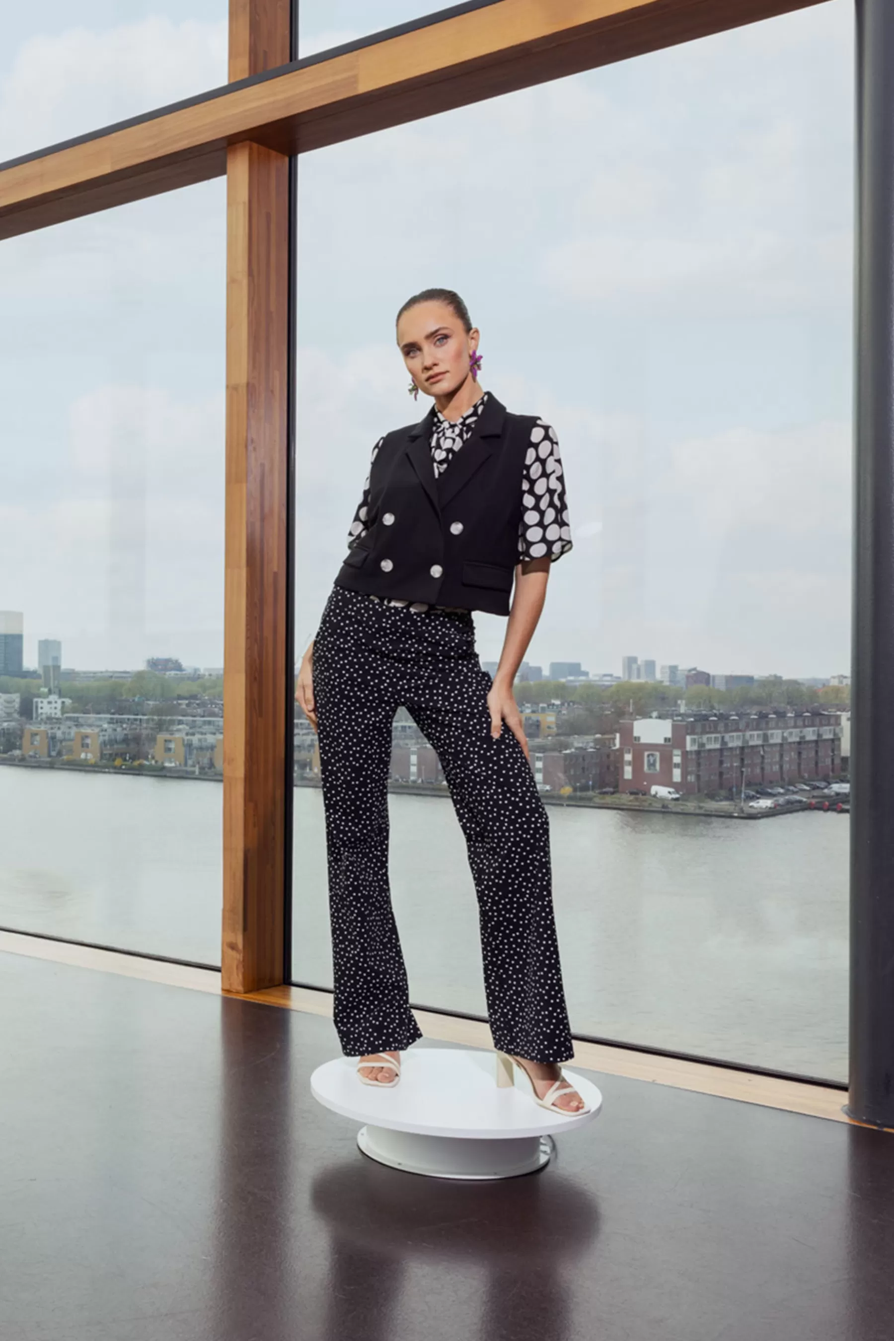 Studio Anneloes Broeken<Marilon irr dots trousers - black/off white