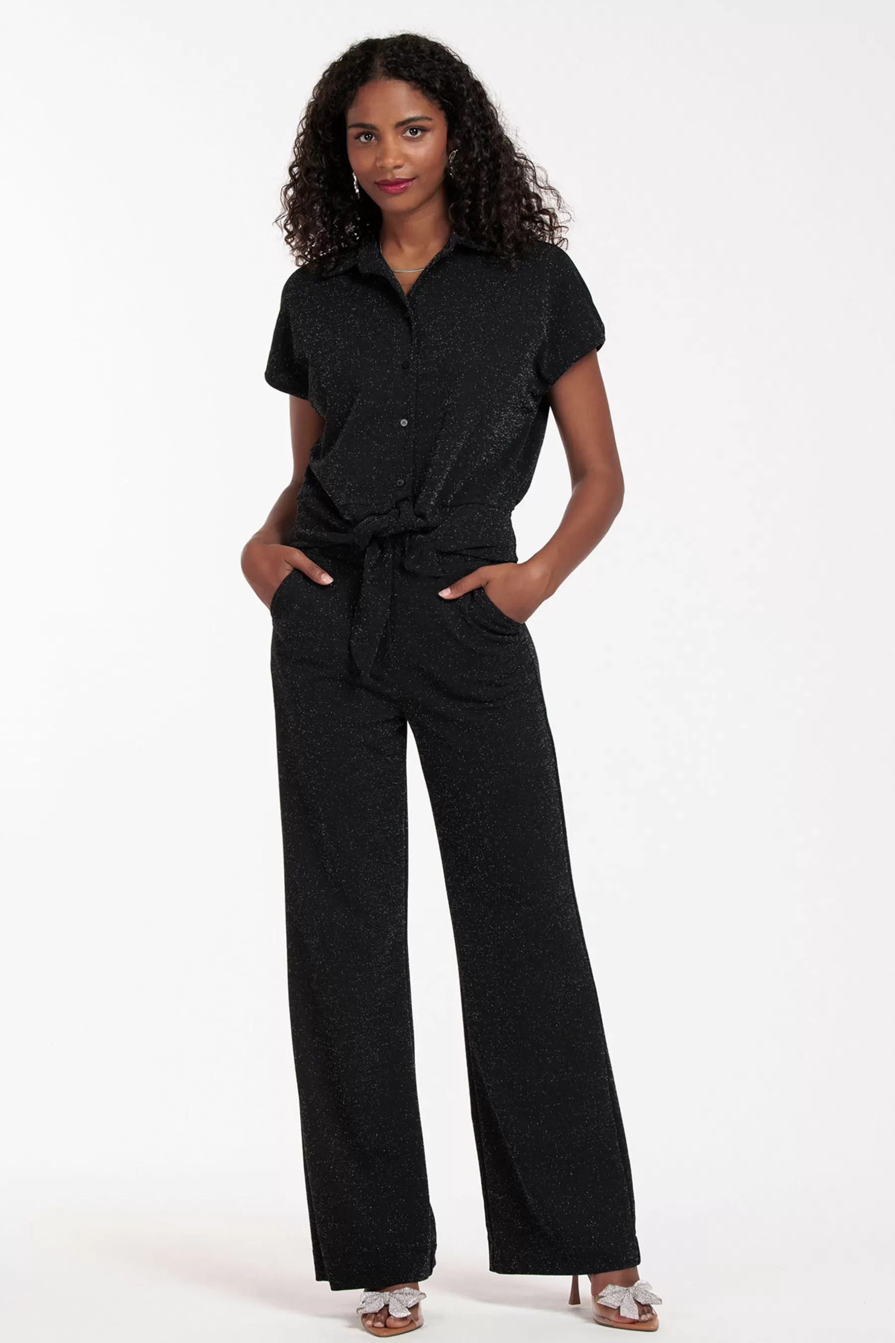 Studio Anneloes Broeken<Marilon sparkle trousers - black