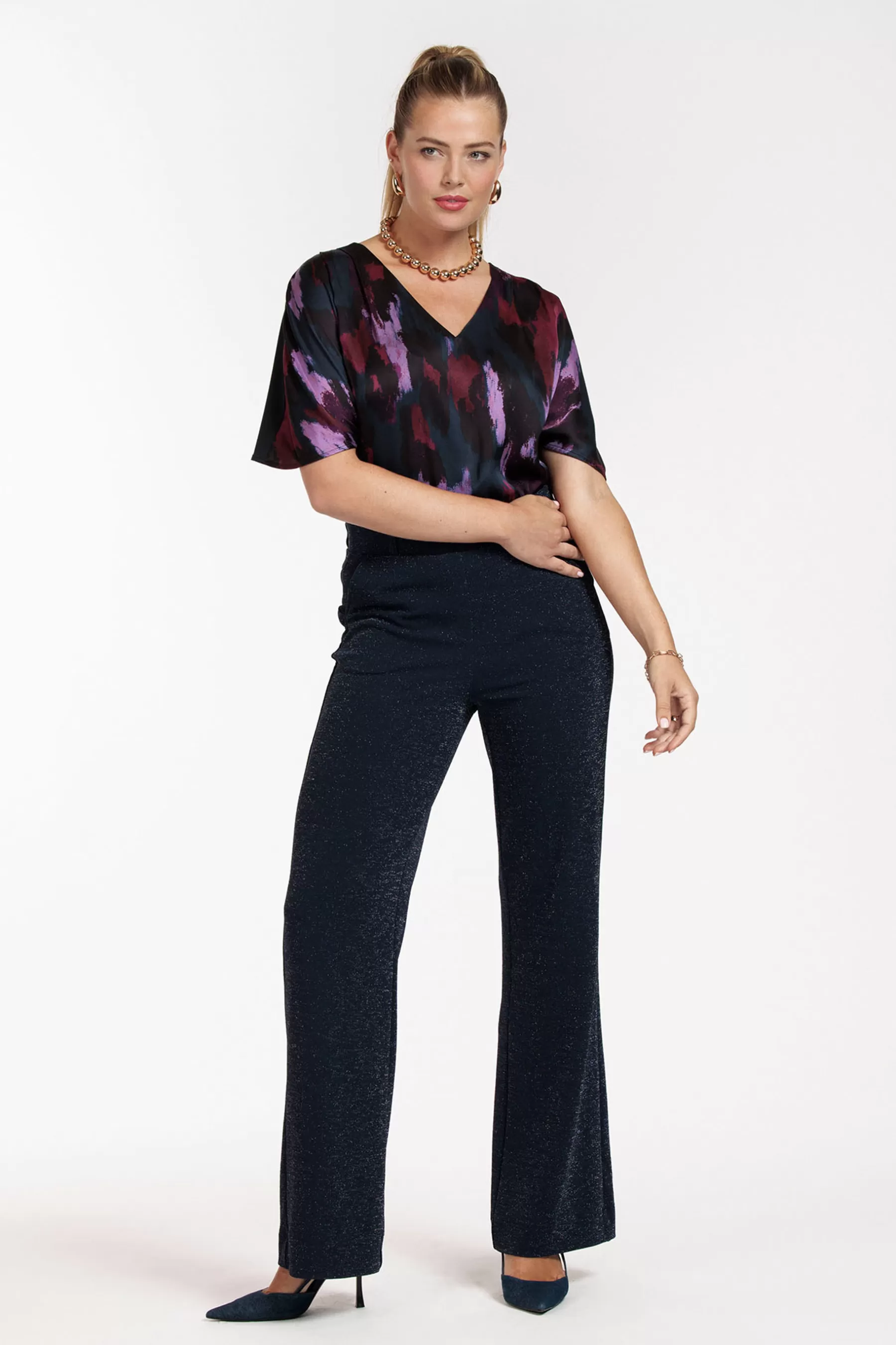 Studio Anneloes Broeken<Marilon sparkle trousers - dark blue