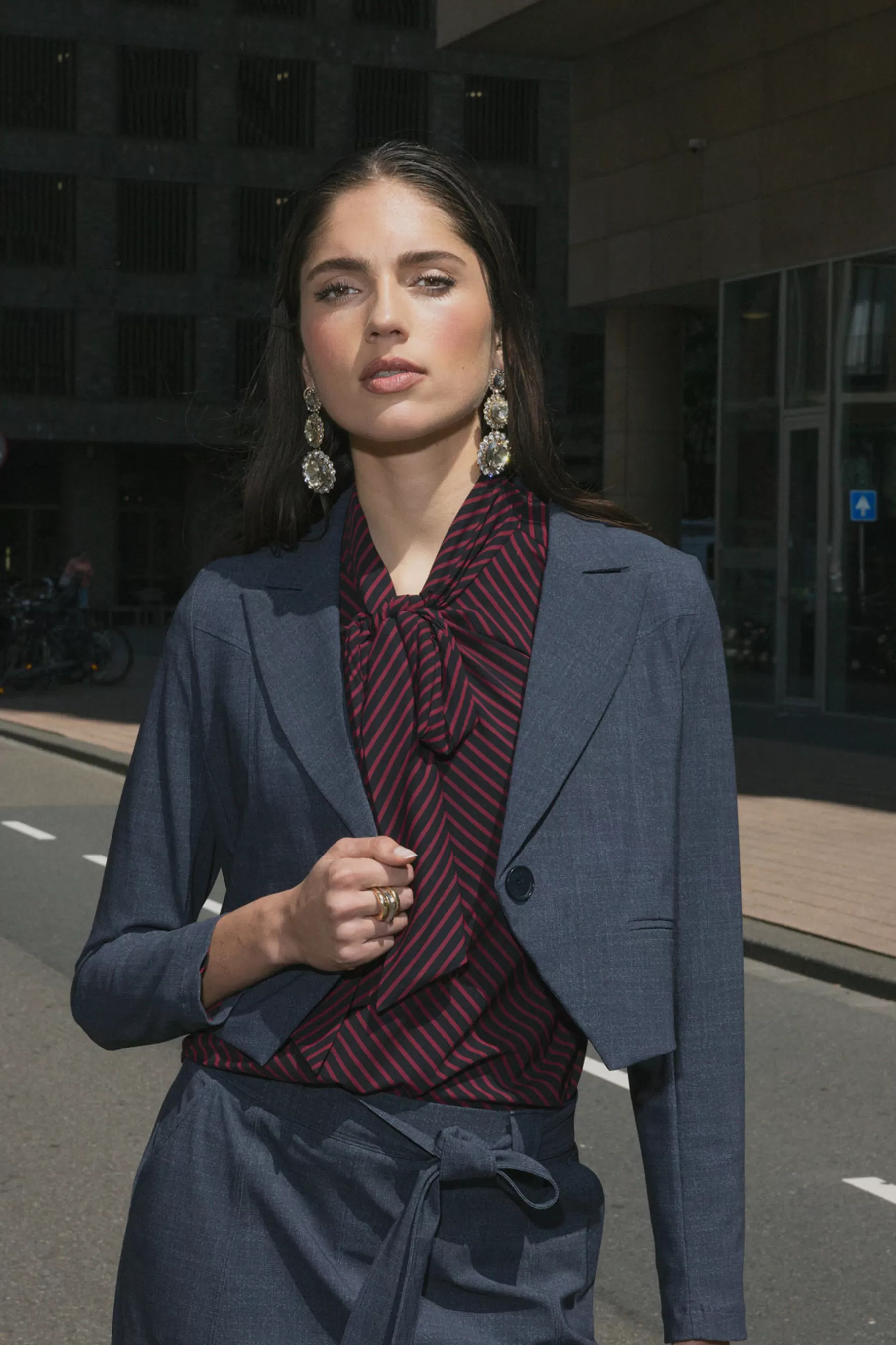 Studio Anneloes Blazers & Jasjes<Mavy woven look blazer - midnight blue