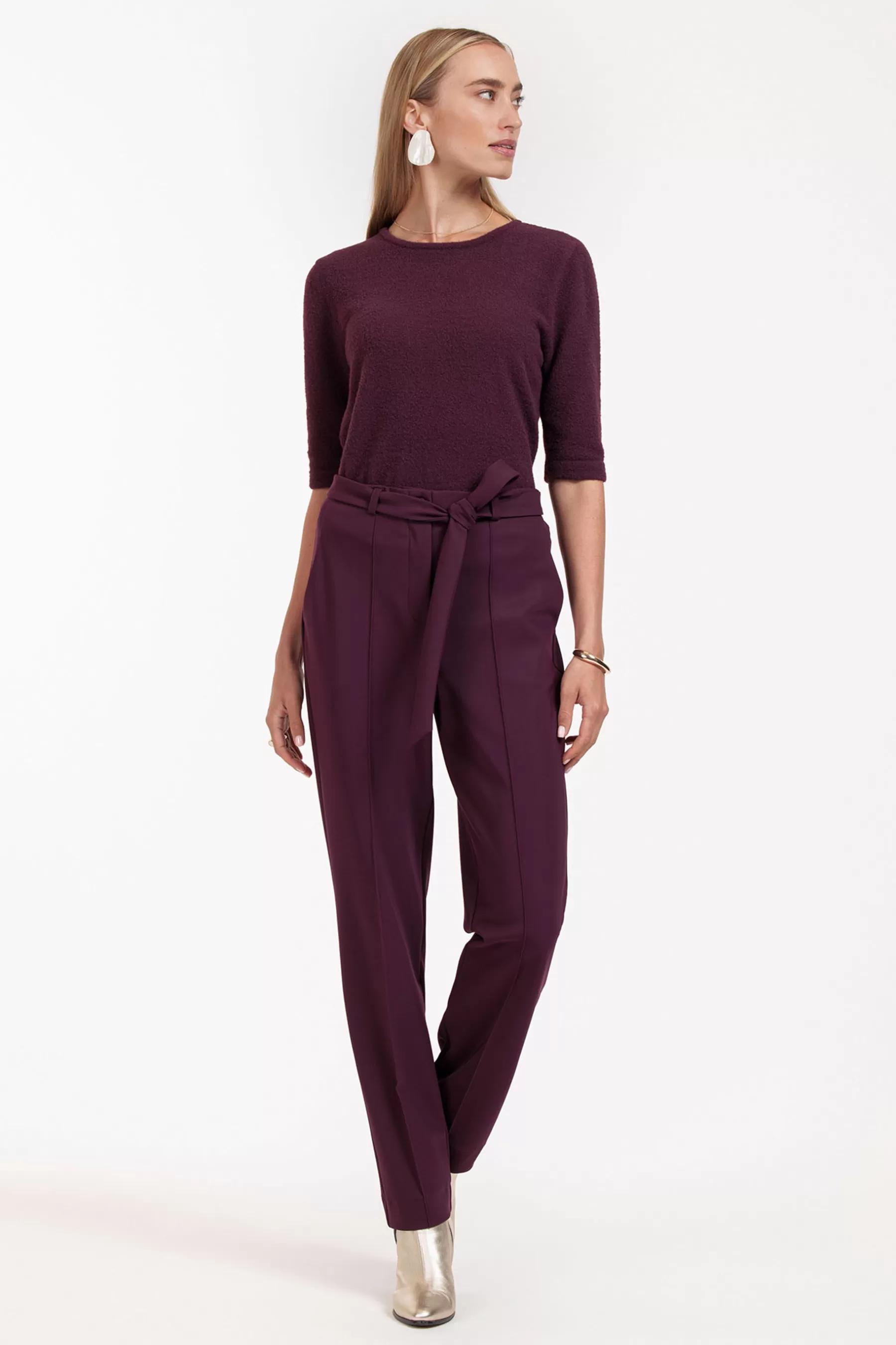 Studio Anneloes Broeken<May bonded trousers - blackberry